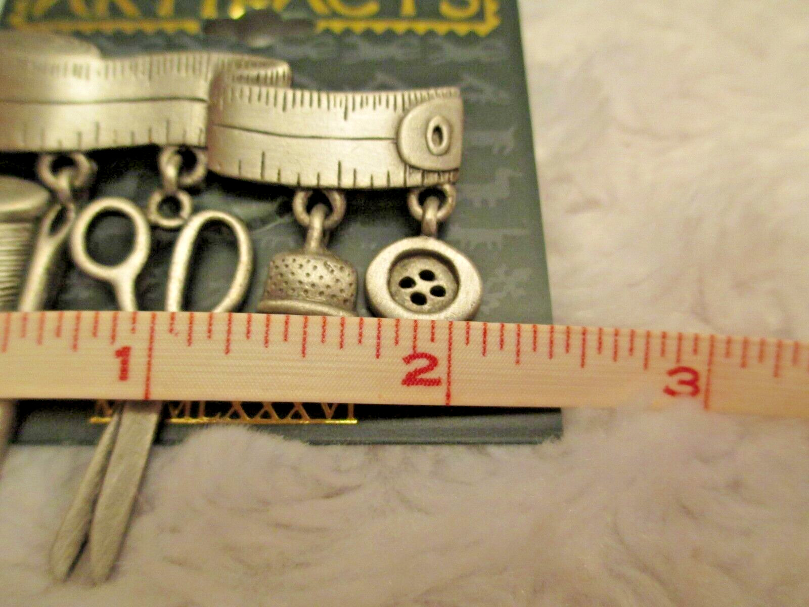 Vtg ARTIFACTS Sewing Tailor Tools Measuring Tape Thimble Thread Brooch Pin New