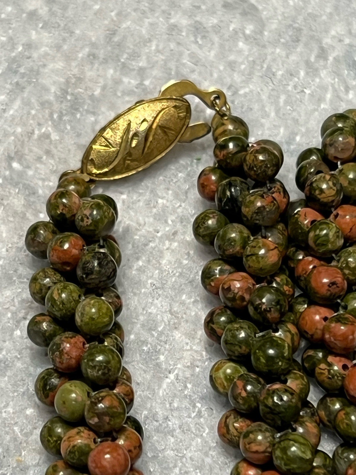 VINTAGE SOUTHWESTERN ARTISAN UNAKITE STONE NECKLACE 22.5” STERLING SILVER 925