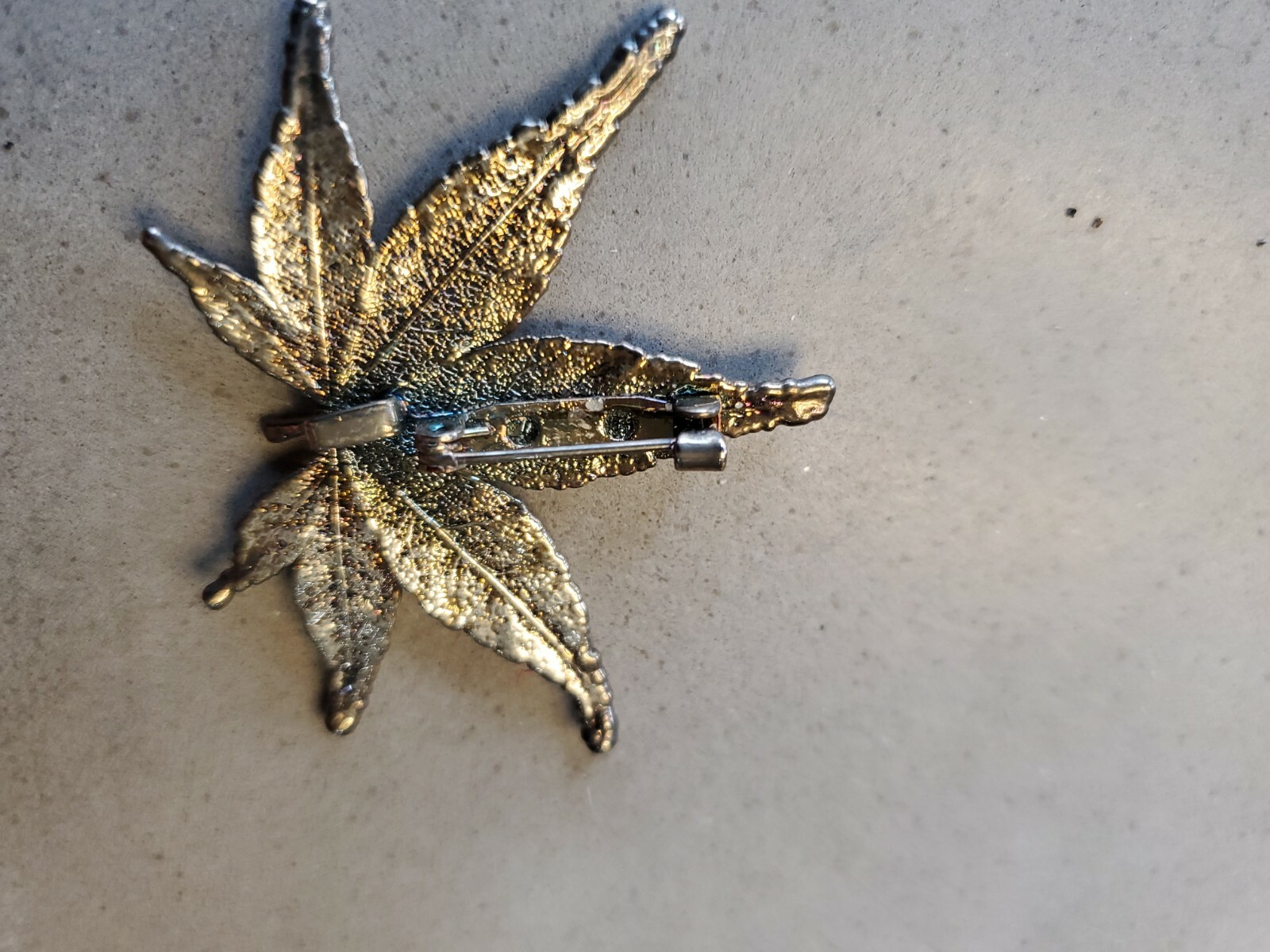 Silver Marijuana Leaf Button, 420, Hemp, Realistic, Pinback, Unique, Rare
