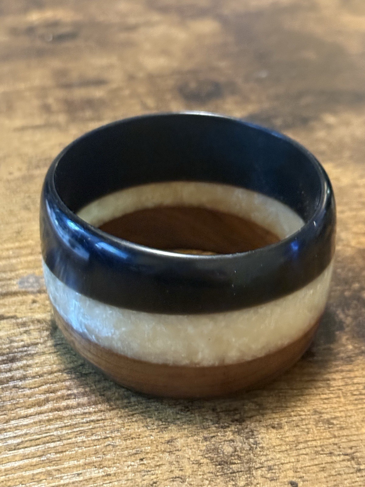 Vintage Lucite And Wood Bangle Bracelet