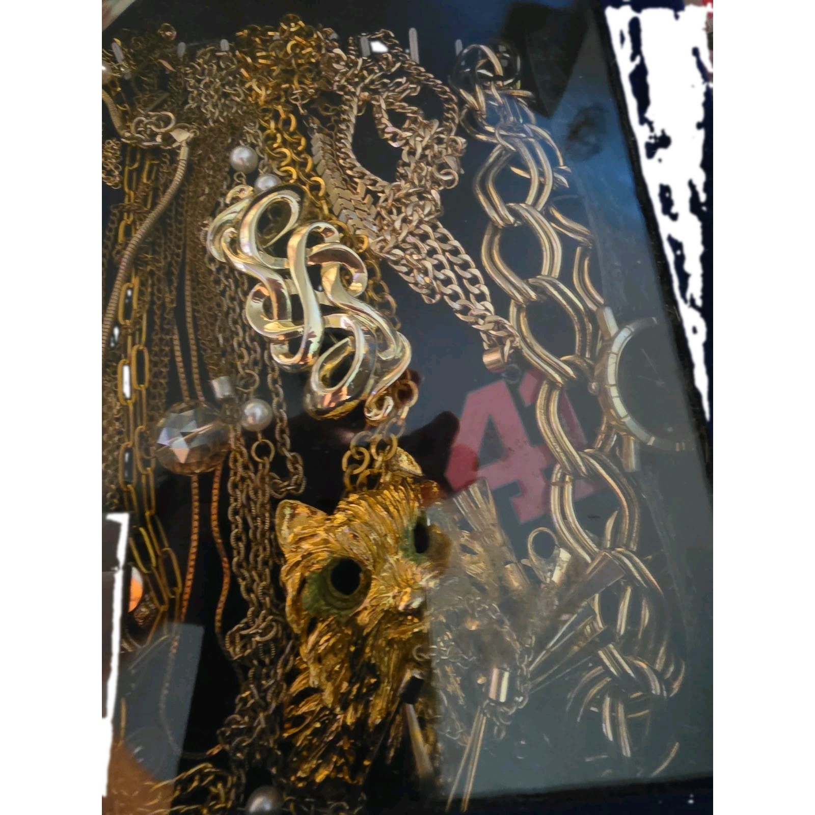 vintage statement necklace lot gold tone