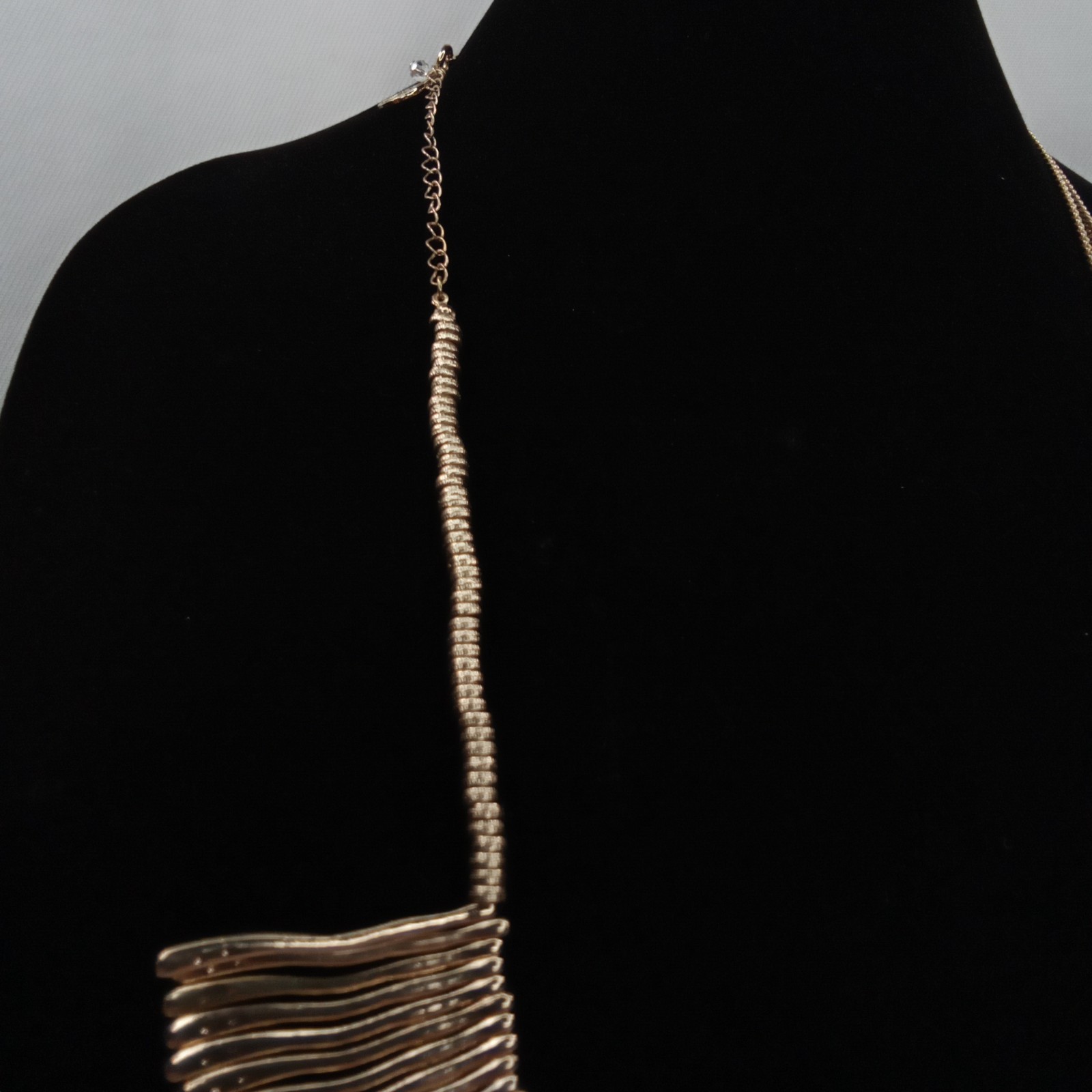 Vintage Stella & Dot Modernist Gold Spike Geometric Bib Statement Necklace