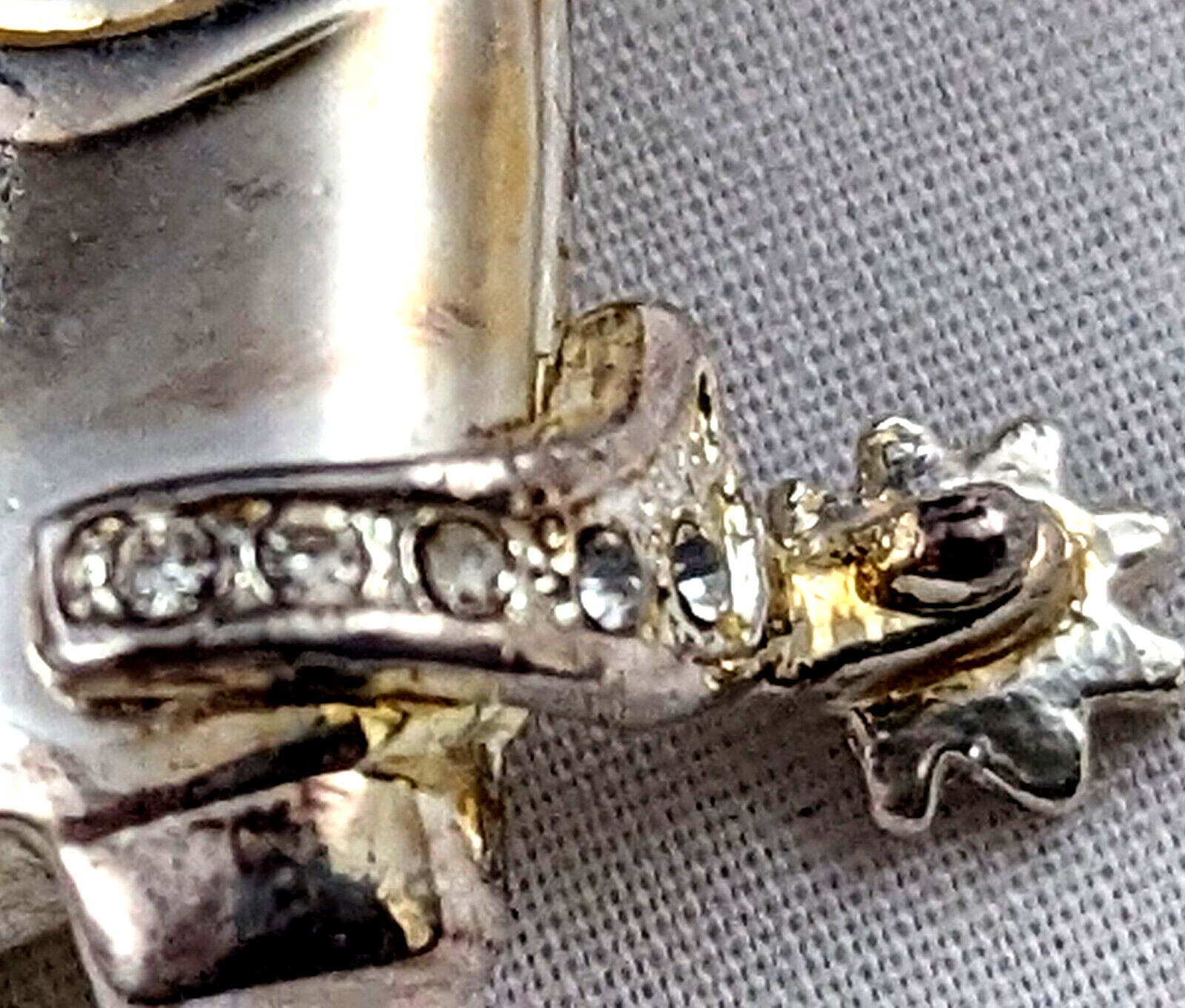 VTG Brooch Pin Cowboy Boot with Spur Crystals Silver Tone Western Rodeo