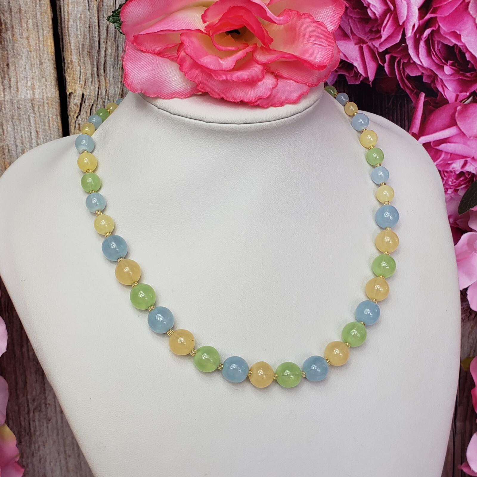 BOHEMIAN Pastel Glass Bead Choker Necklace Boho Multi Color Bead Collar