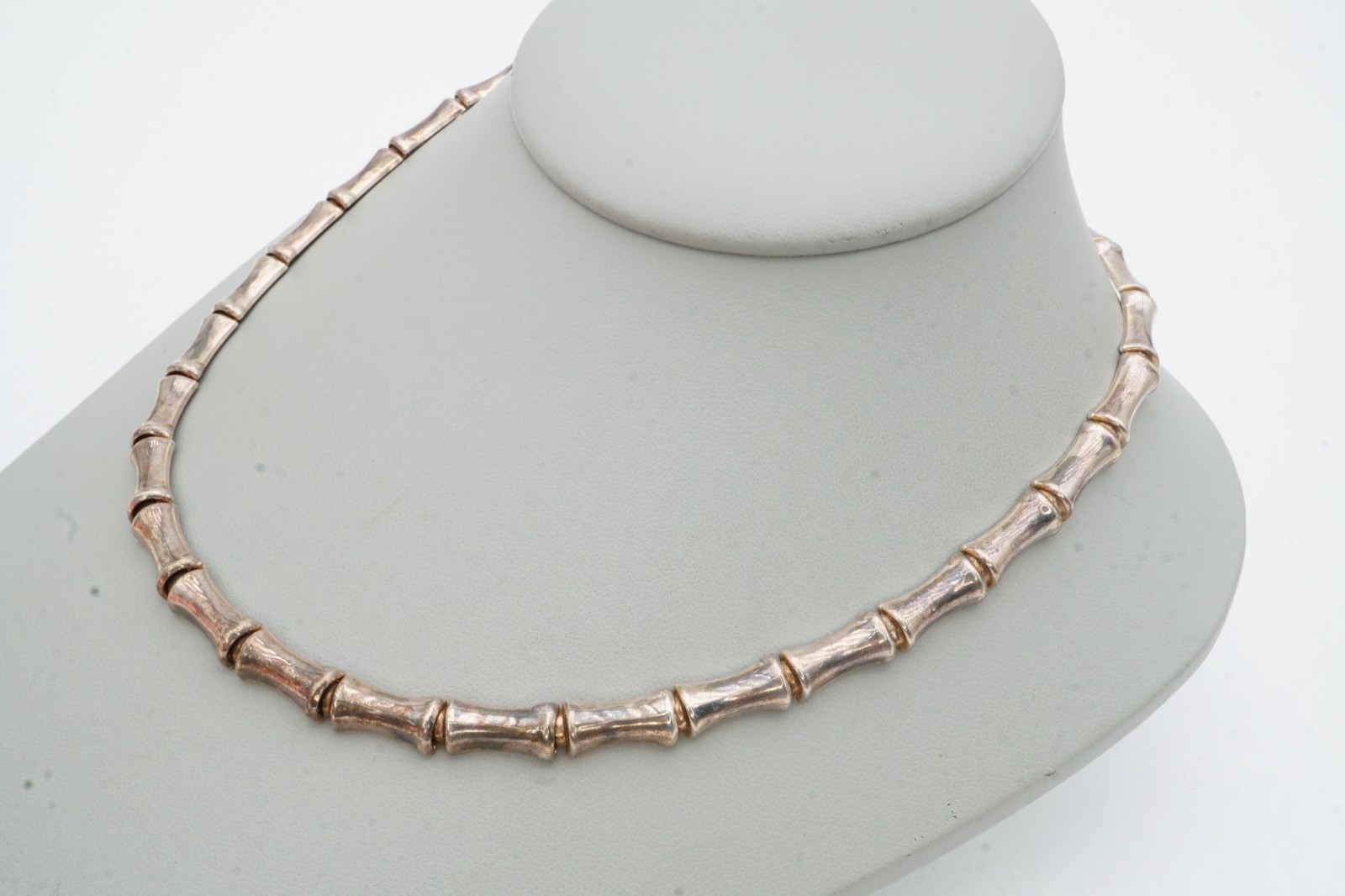 Vintage Sterling Silver 925 Bamboo Necklace 16″