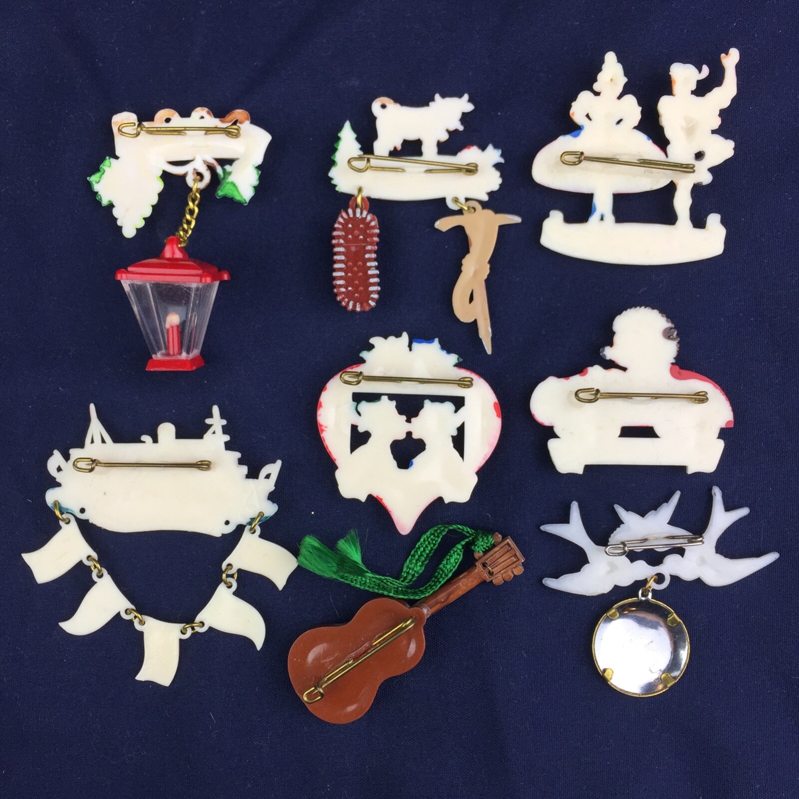 Collection of 8 Vintage German Celluloid Souvenir Pins Konigssee Wien