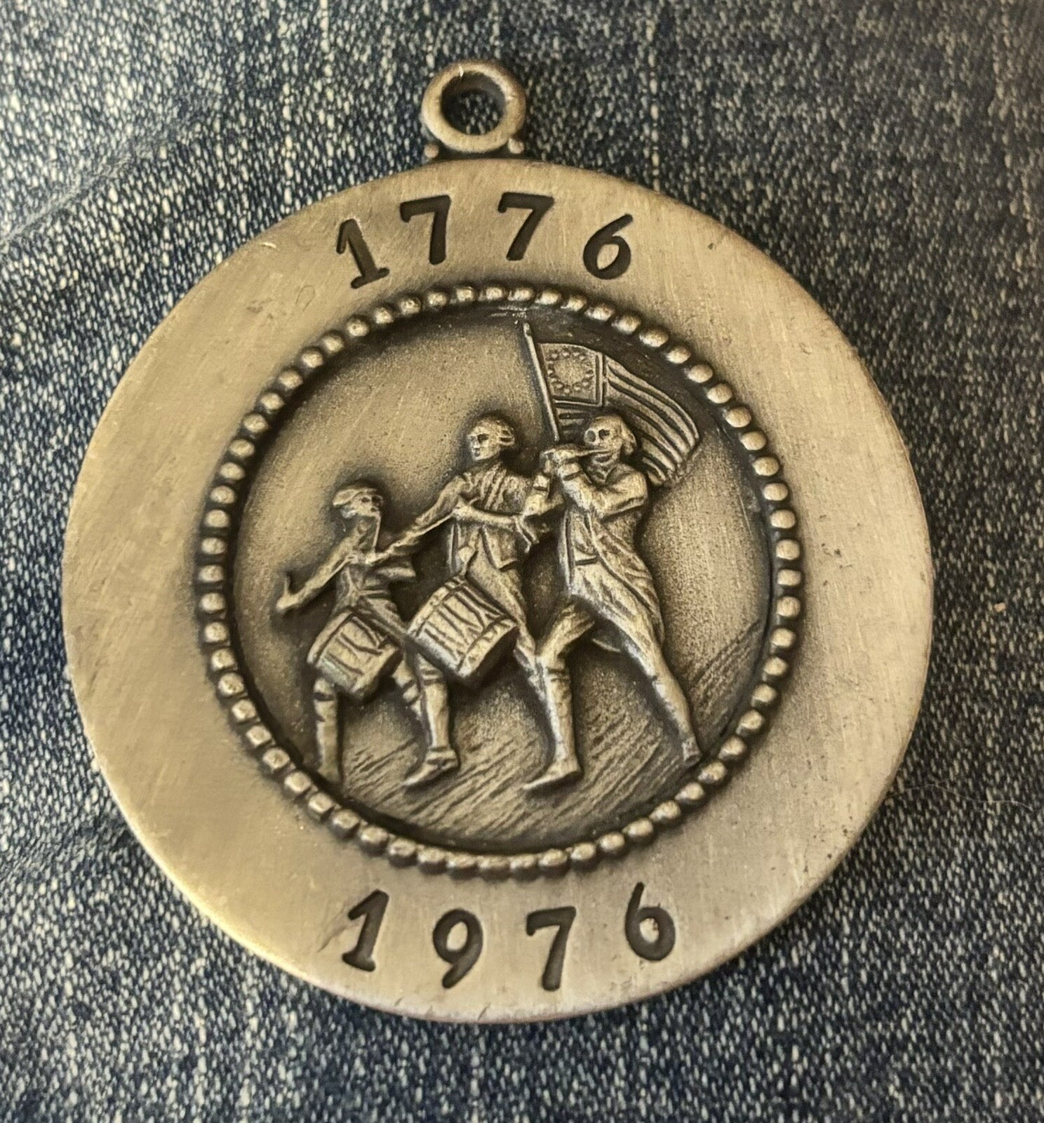 Vntg Pewter Pendent Necklace Bicentennial Spirit Of 76. No chain Included
