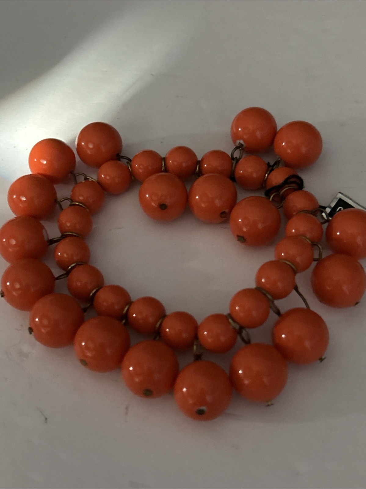 1980’s Genuine Lucite Orange Beaded Bracelet Made In China With Tags