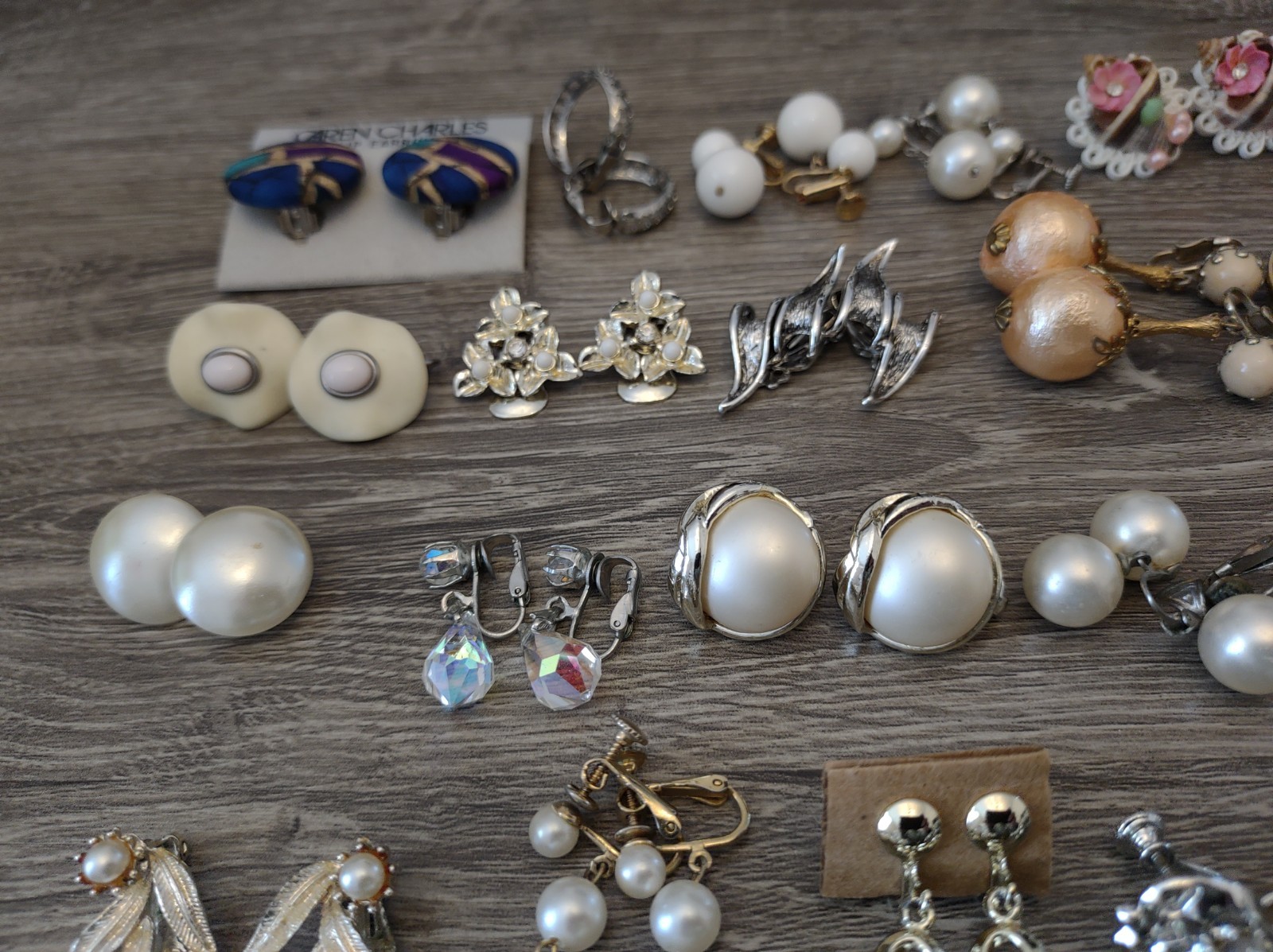 Estate Mixed Lot Costume Jewelry Earrings 77pr Clip On Screwback