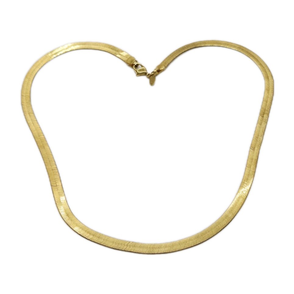 Monet HERRINGBONE Necklace Gold Tone Couture 80’s Style Runway Vintage 17.5 in
