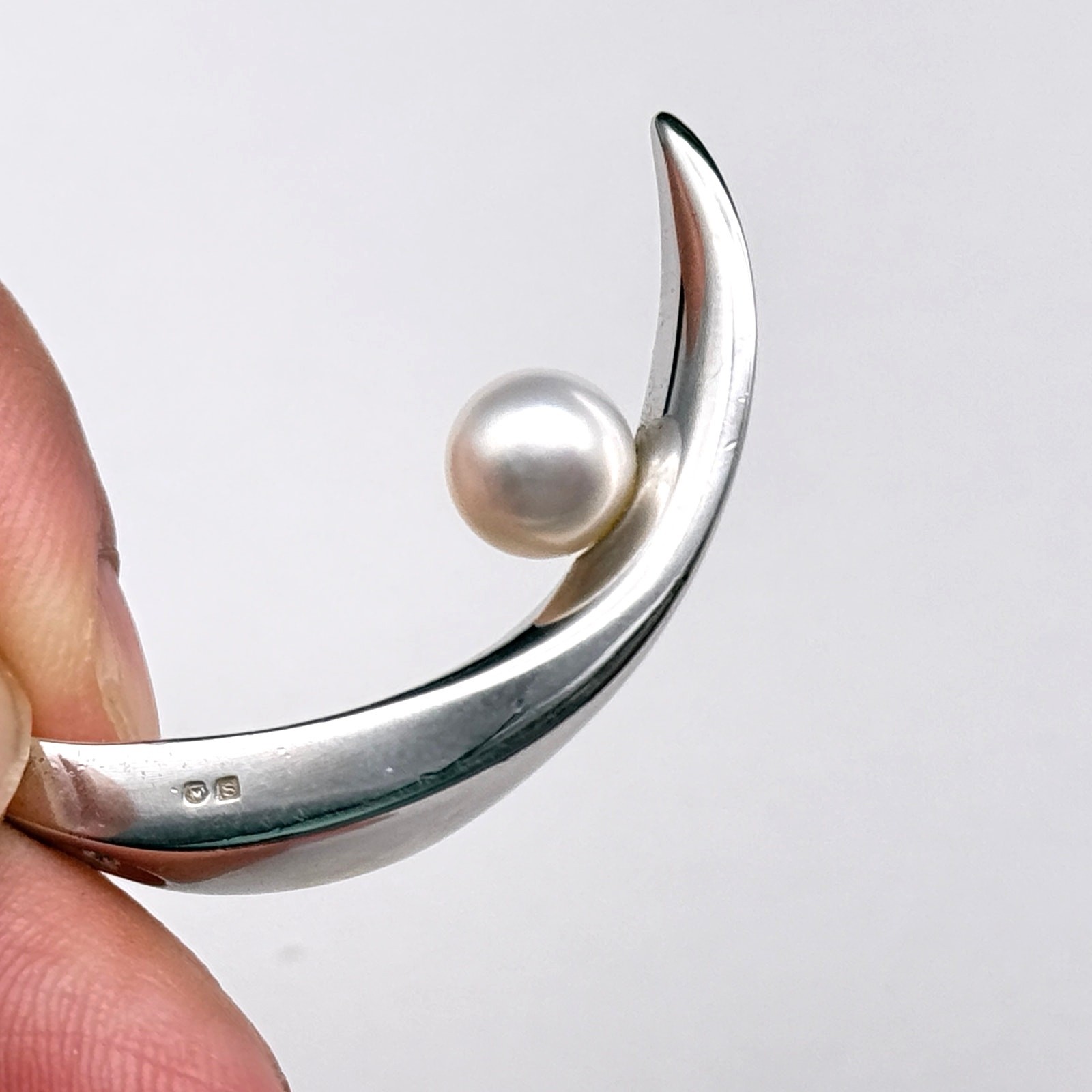 Vintage Mikimoto Modernist Abstract Pearl Sterling Silver Pendant