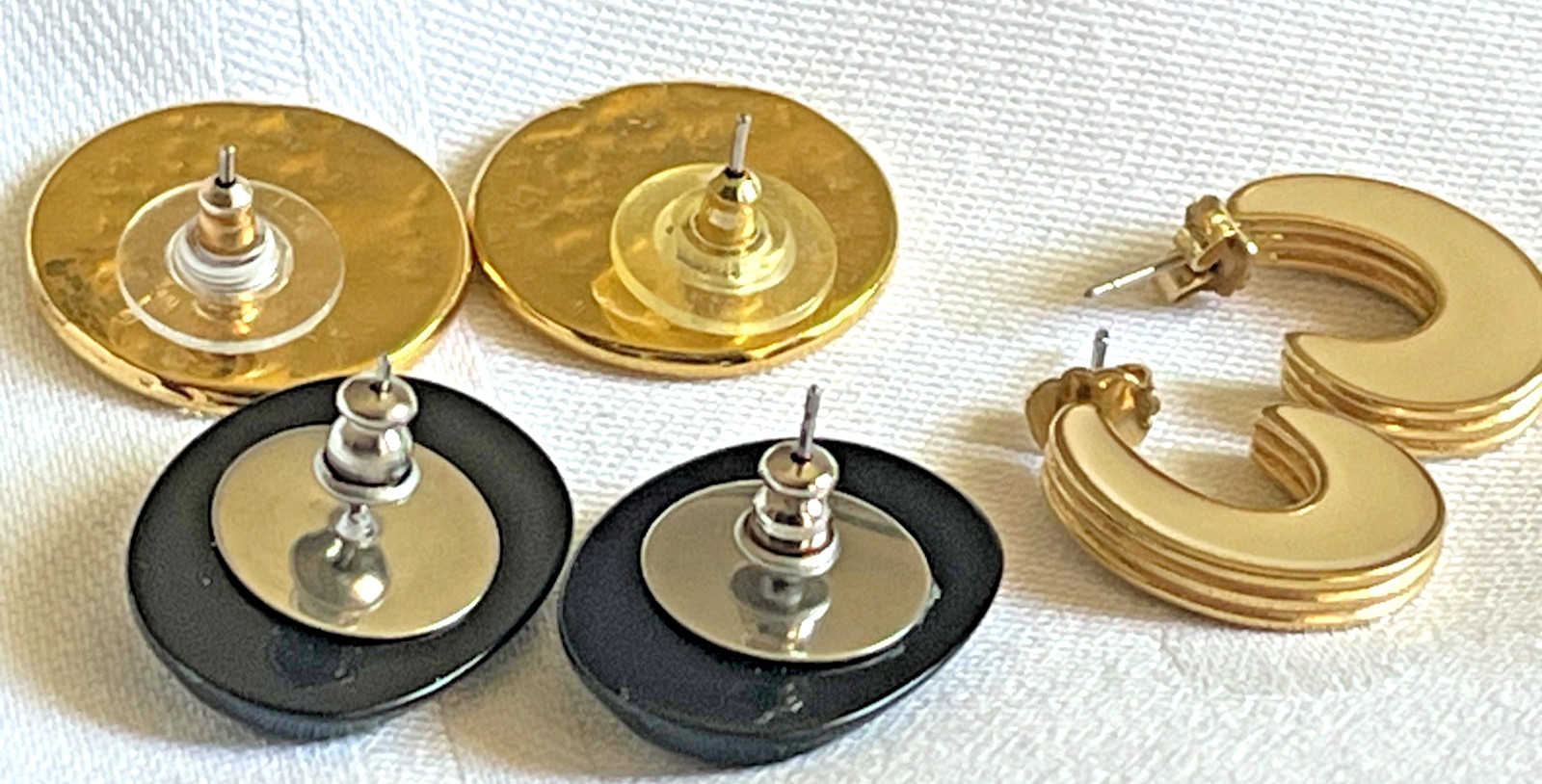 Vintage Lot of 3 Pairs of Earrings, Pierced Ears, Different Styles and Colors