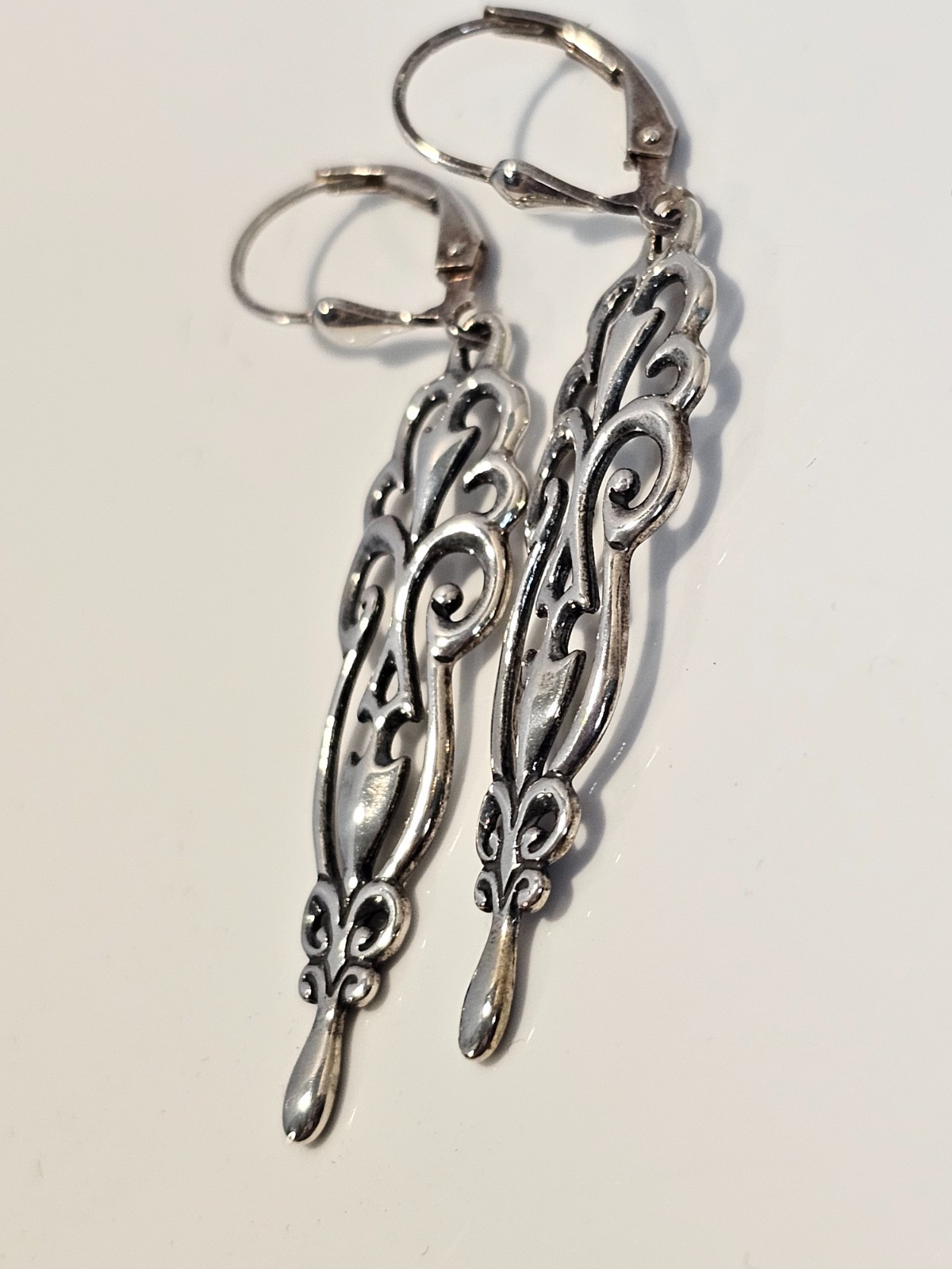 Carolyn Pollack sterling silver dangle earrings filigree lever back