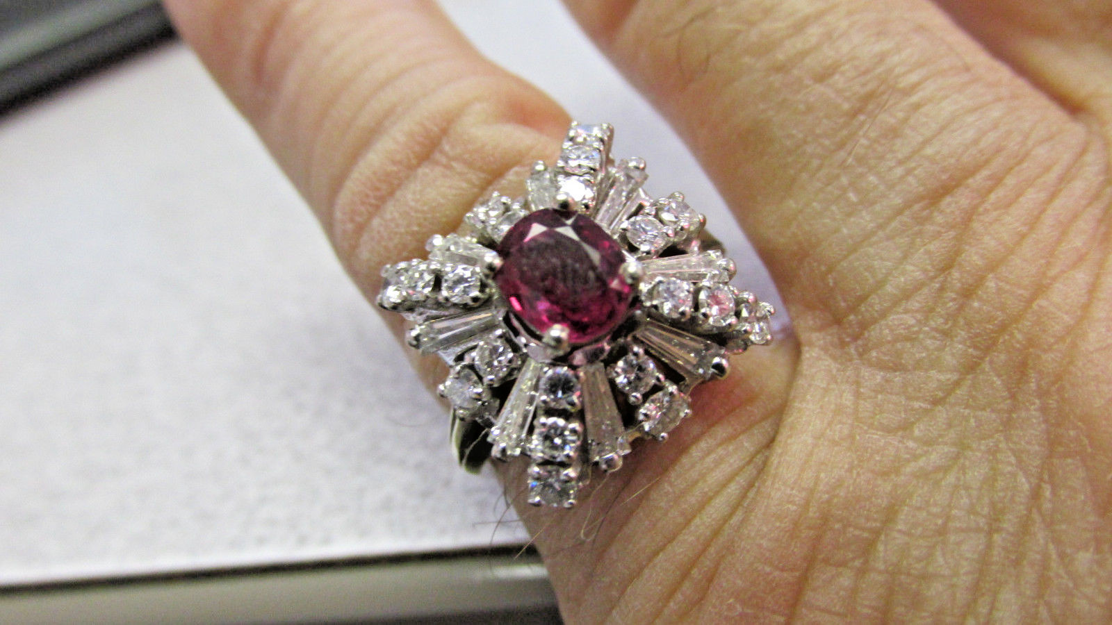 Estate Deep Red Natural Blood Ruby & Diamond Ring G-VVs1- size 7 Make Offer