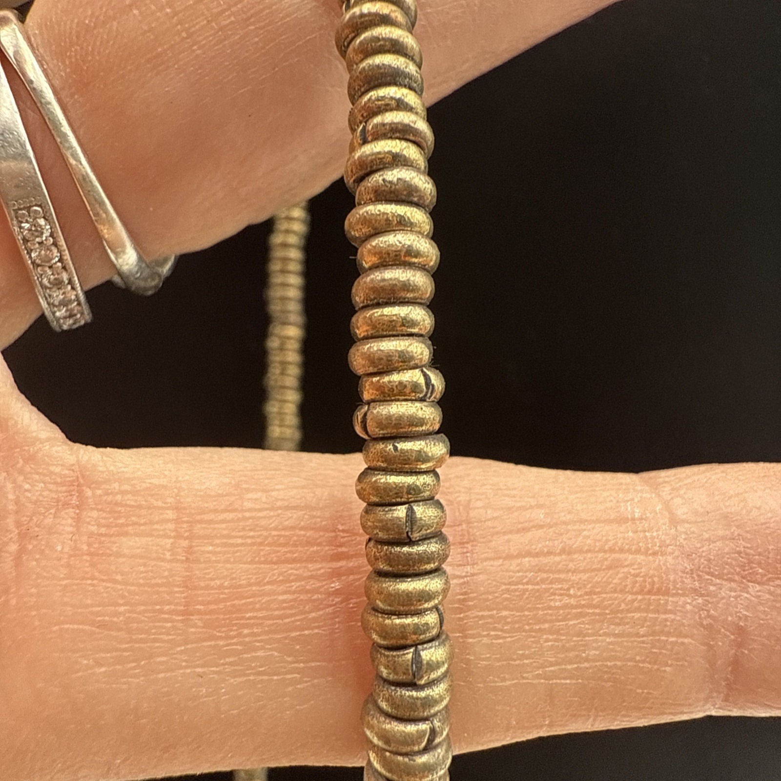 Vintage Goldtone Afghan Beaded Necklace W/ 15 Natural Oval Stone