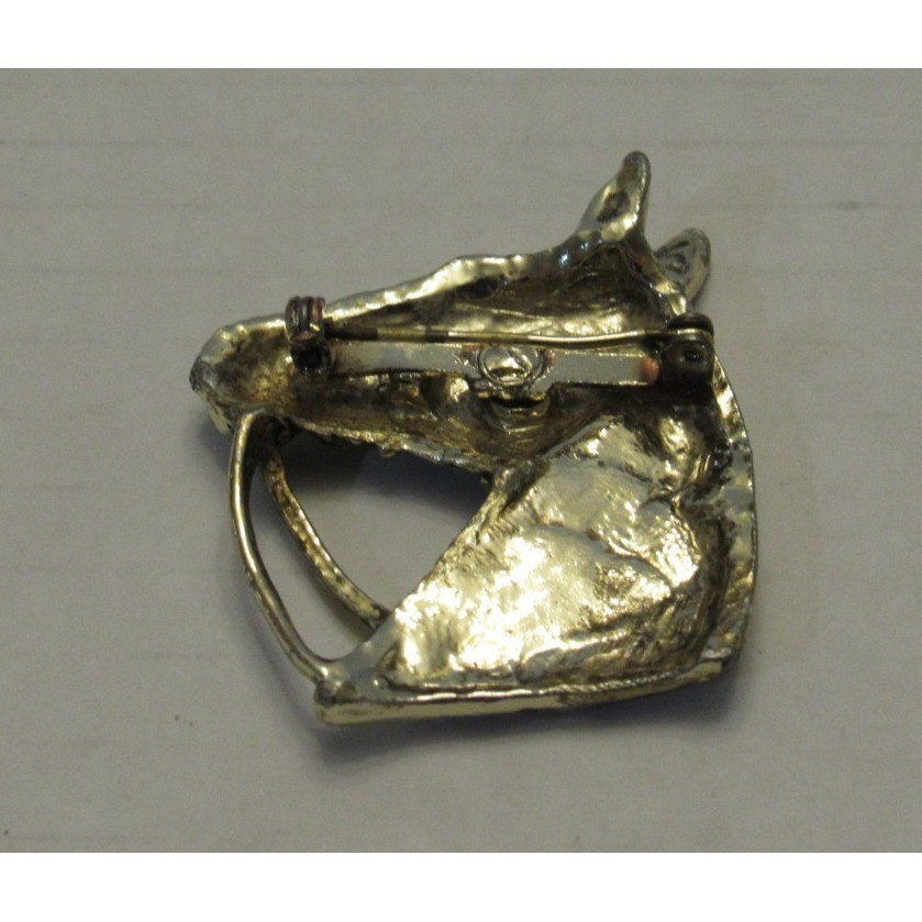 Vintage Equestrian Horse Head Pin Brooch Silver Tone Costume Rodeo Cowgirl