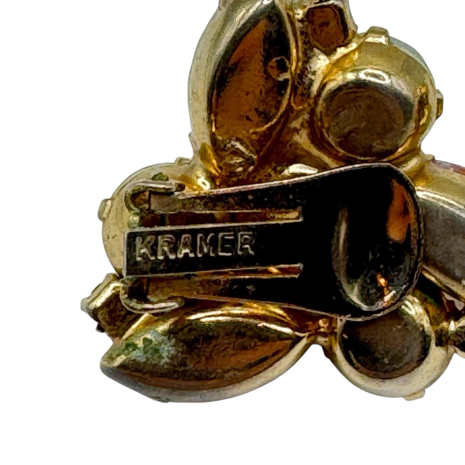 KRAMER EARRINGS, designer Signed 1950’S Stunning & Rare Citrine & Rose