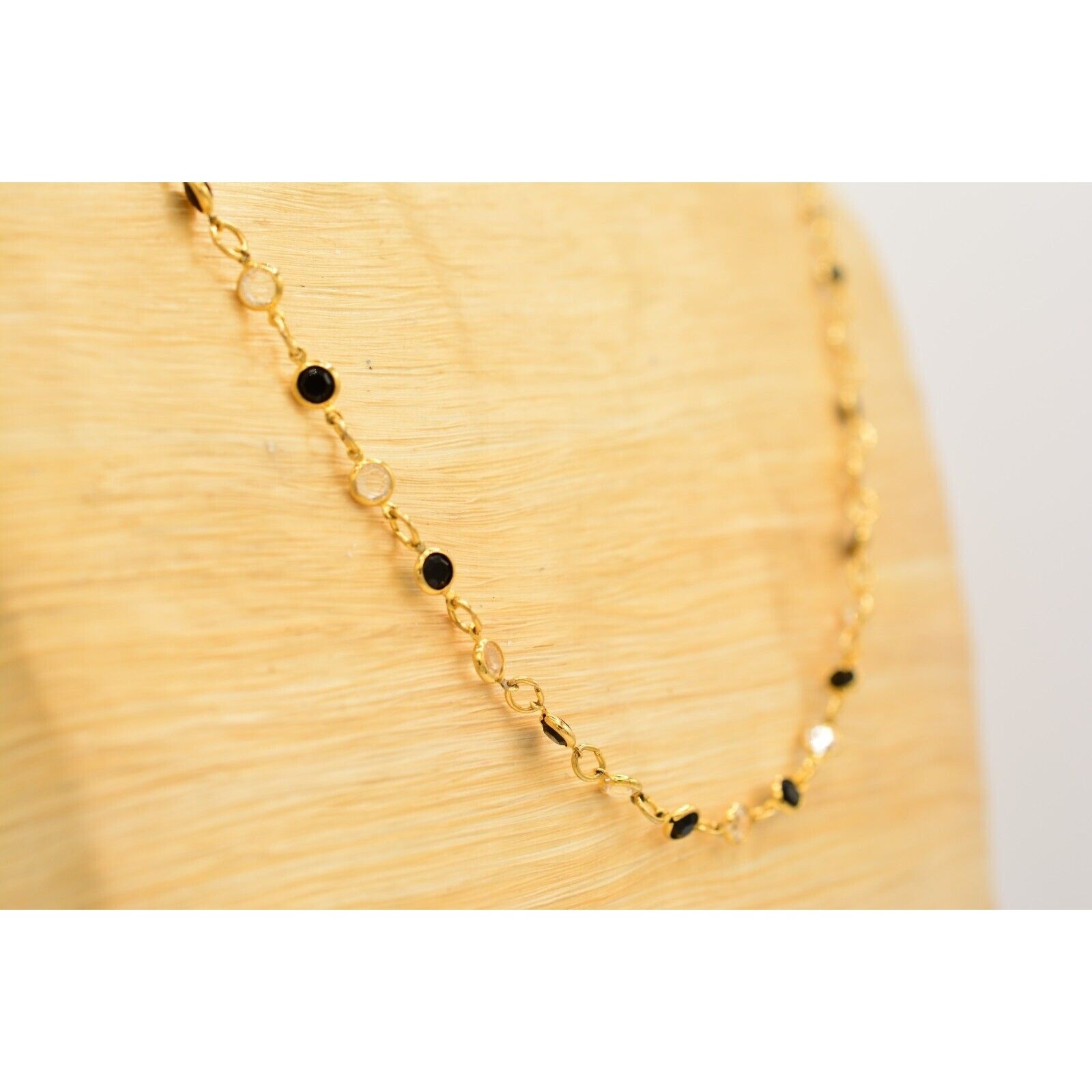 Austrian Crystal USA Vintage Necklace Black White Open Bezel Signed 1980s BinN