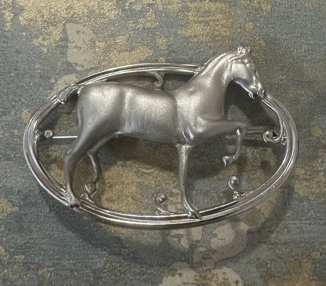 Vintage Equestrian Sterling Silver Horse Pin Brooch