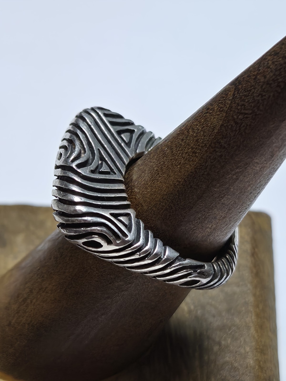 Vintage 1997 Dian Malouf .925 Sterling Silver Geometric Ring Size 6.25
