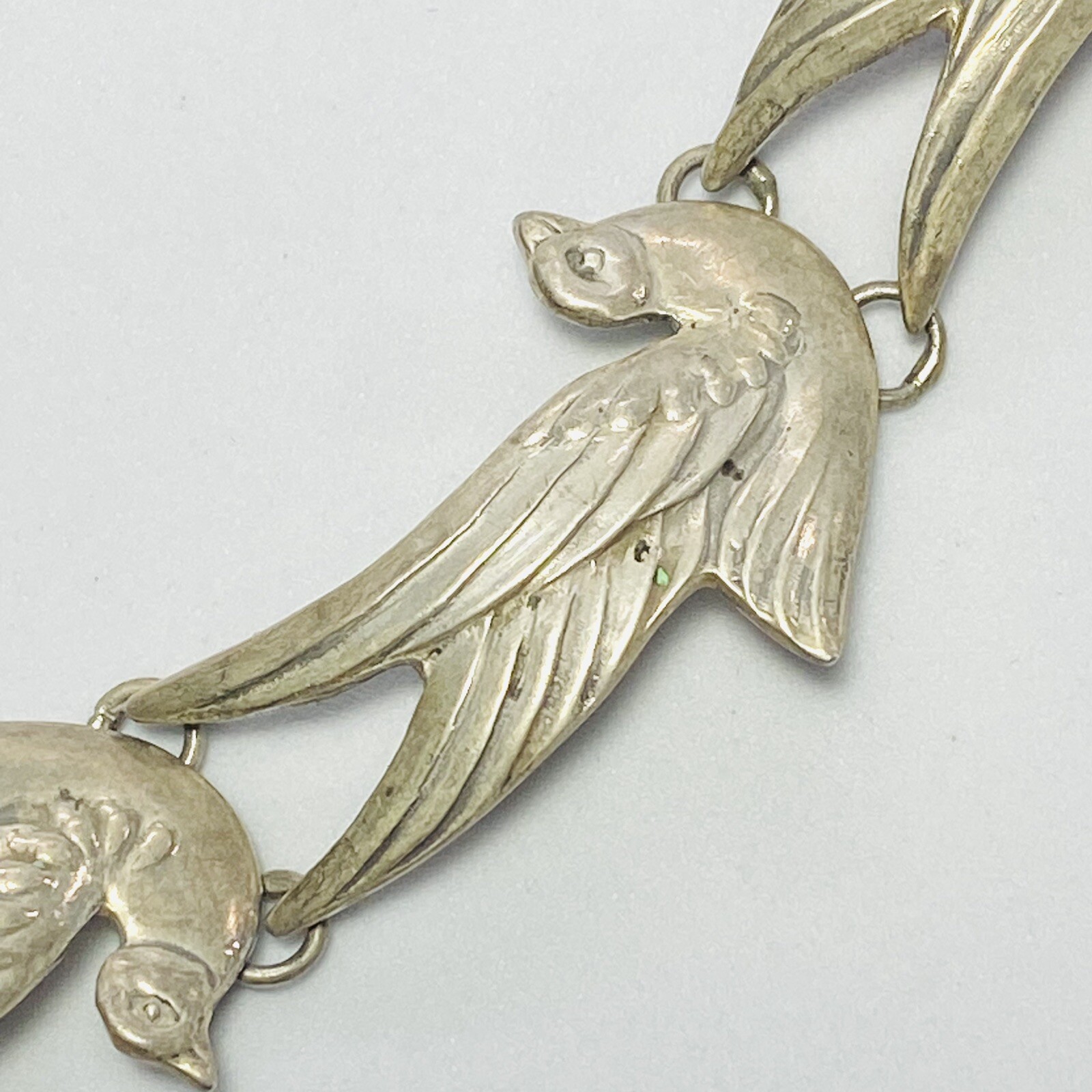 Los Castillo Taxco Mexico Sterling Silver Dove Bird 6.5″ Bracelet 23.0g