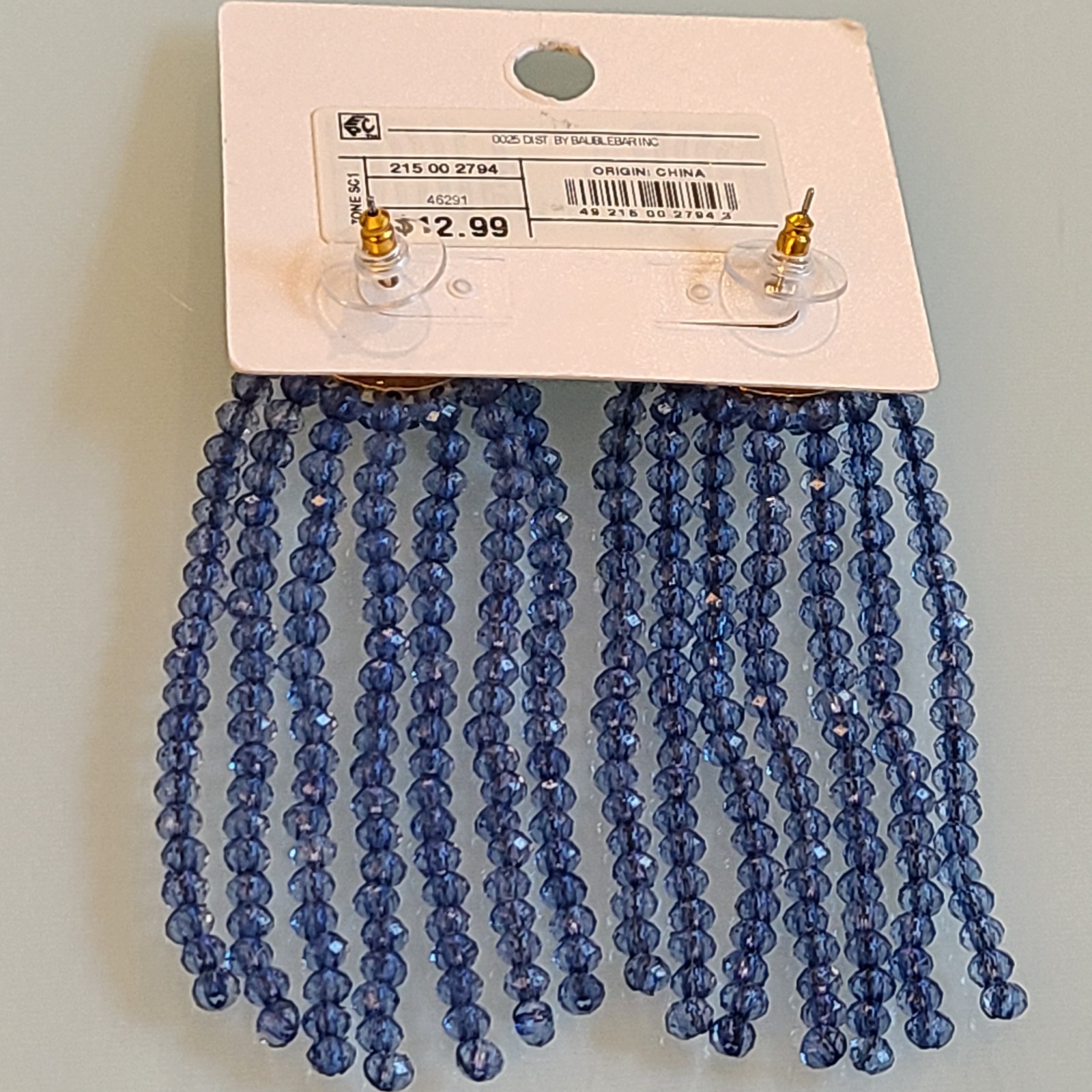 Sugarfix by BaubleBar Beaded Fringe Earrings Slate Blue 3.25″ Drop Dangle State