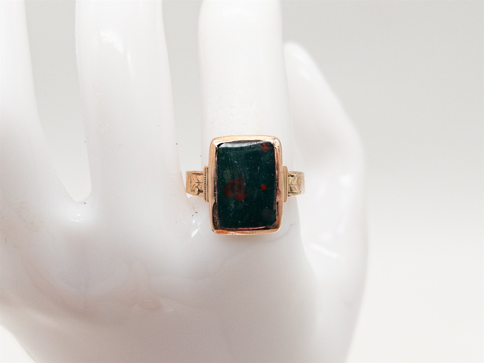 Antique Victorian 1870s $1500 3ct Natural Bloodstone 14k Rose Gold Band Ring
