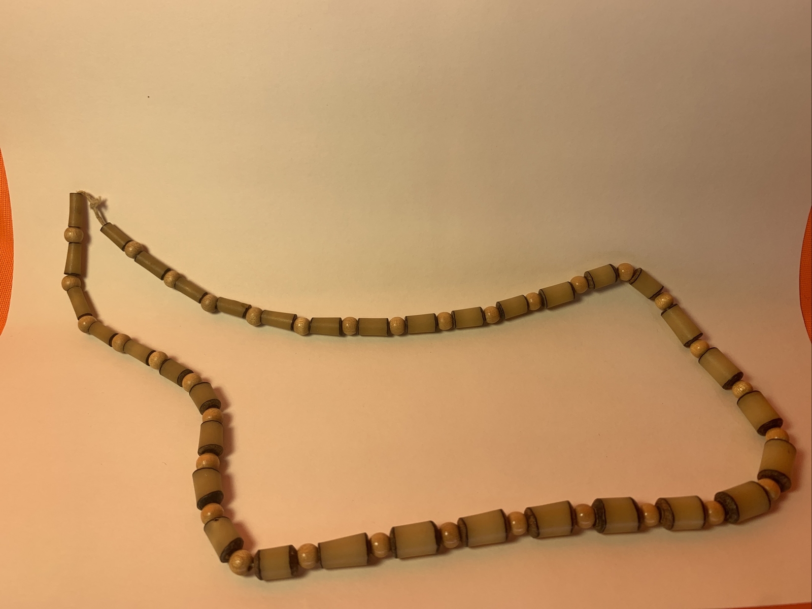 Wood Bead & Ceramic Necklace 22”