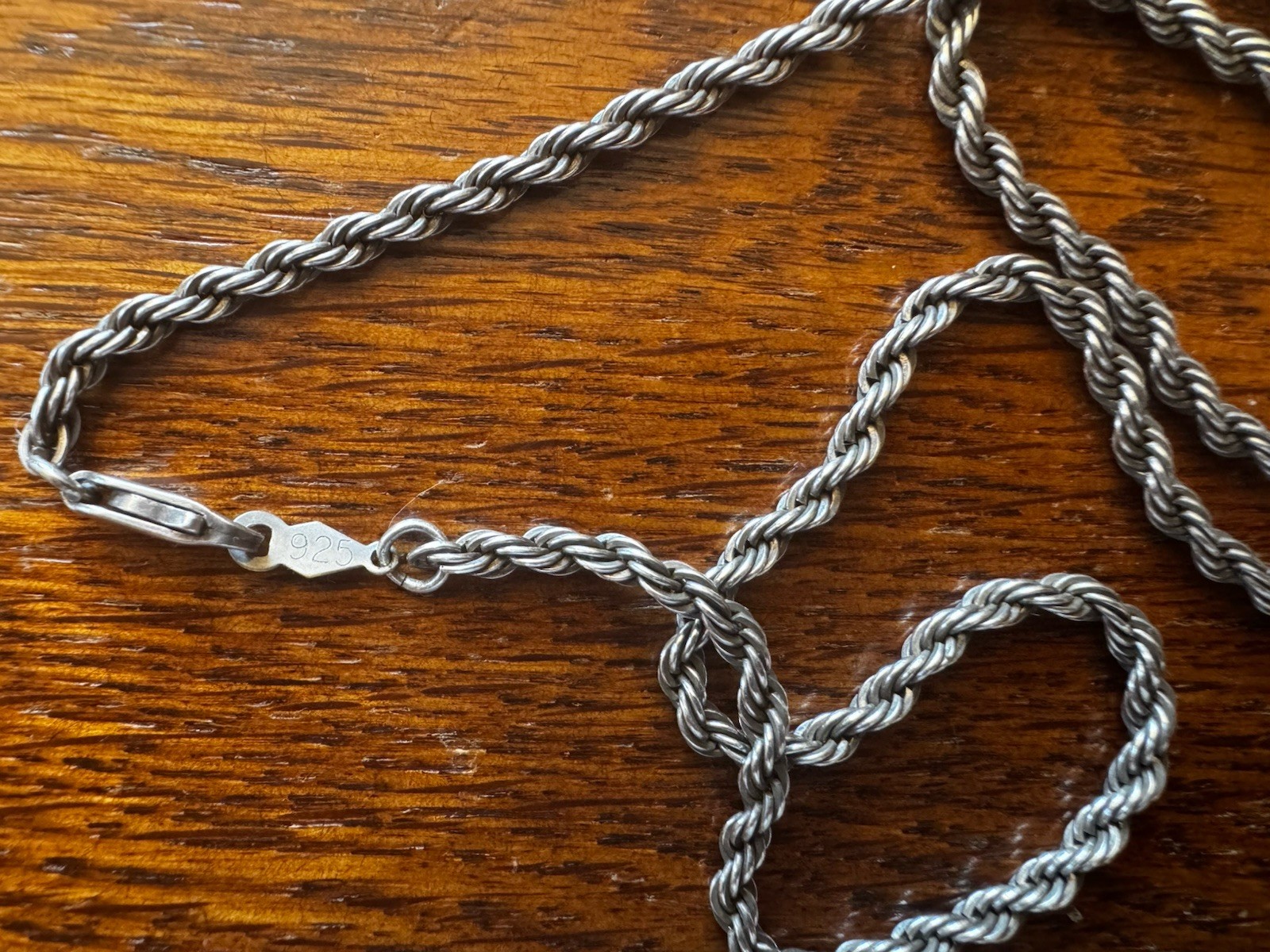 925 Sterling Silver Oxidized Twisted Rope Chain Necklace 20” 14.17g