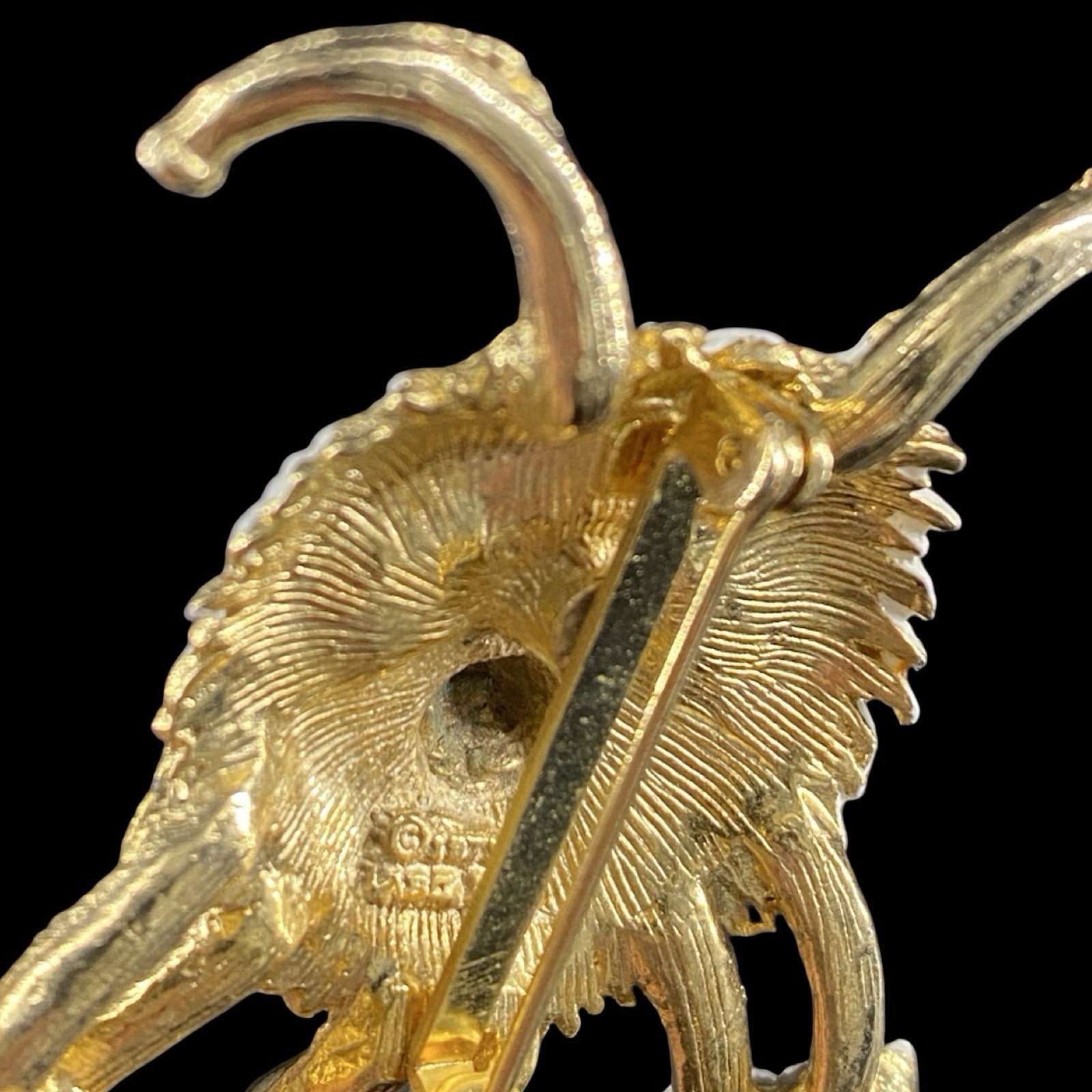 Signed 1971 Enamel Gold Tone Brooch 3-Eyed Monster 6-Legs Wiggle Eyes Antenna