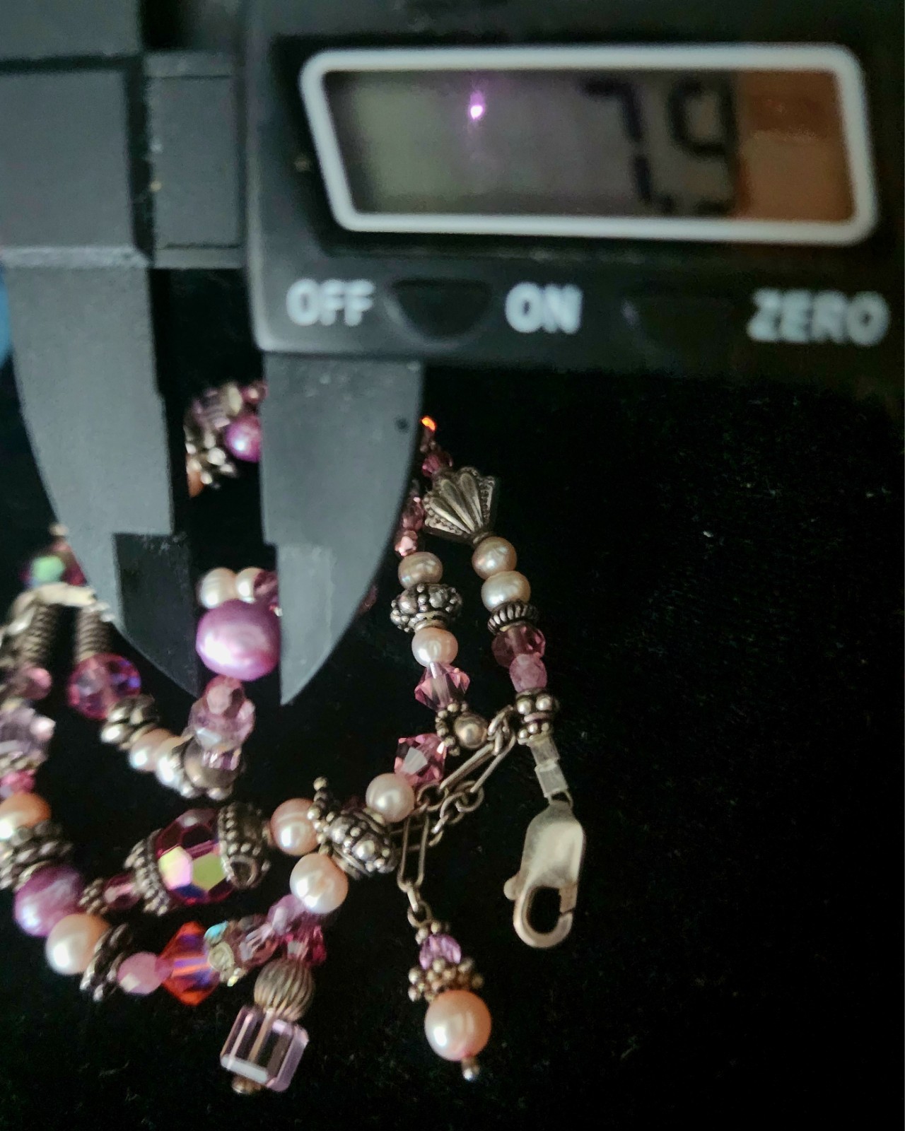 925 STERLING Necklace&Bracelet Multicolor PEARLS & Made With Swarovski CRYSTALS