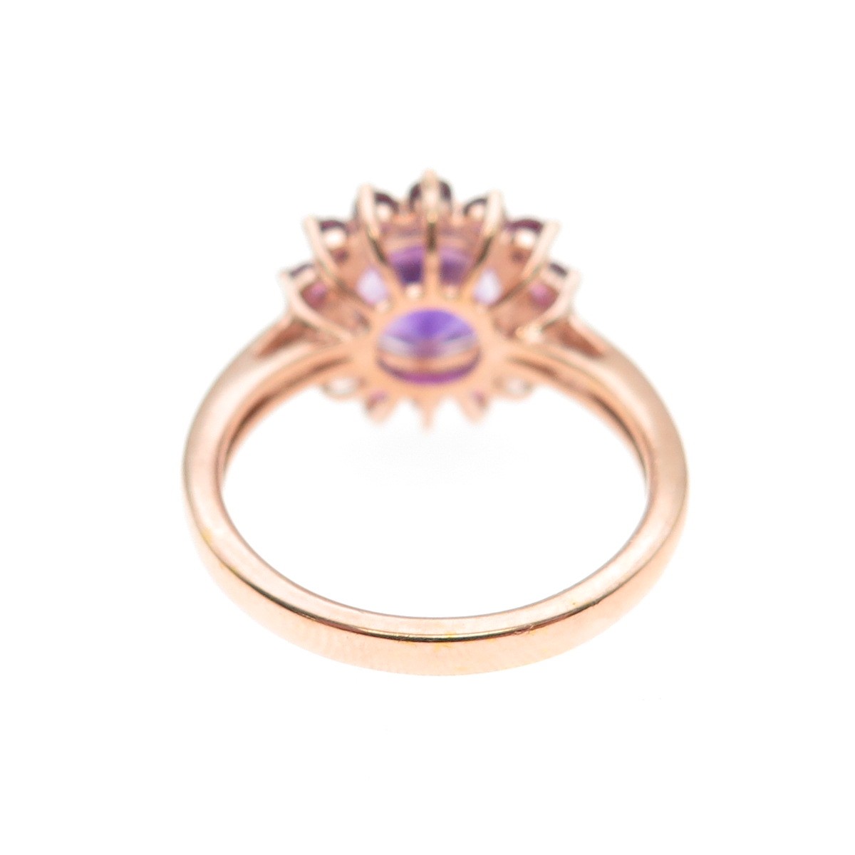925 Sterling Silver Rose Gold Plated Vintage Real Amethyst Ring Size 6.25