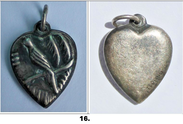 Vintage 1940s Sterling Silver Puffy Heart Charms WWII Sweetheart CHOOSE ONE