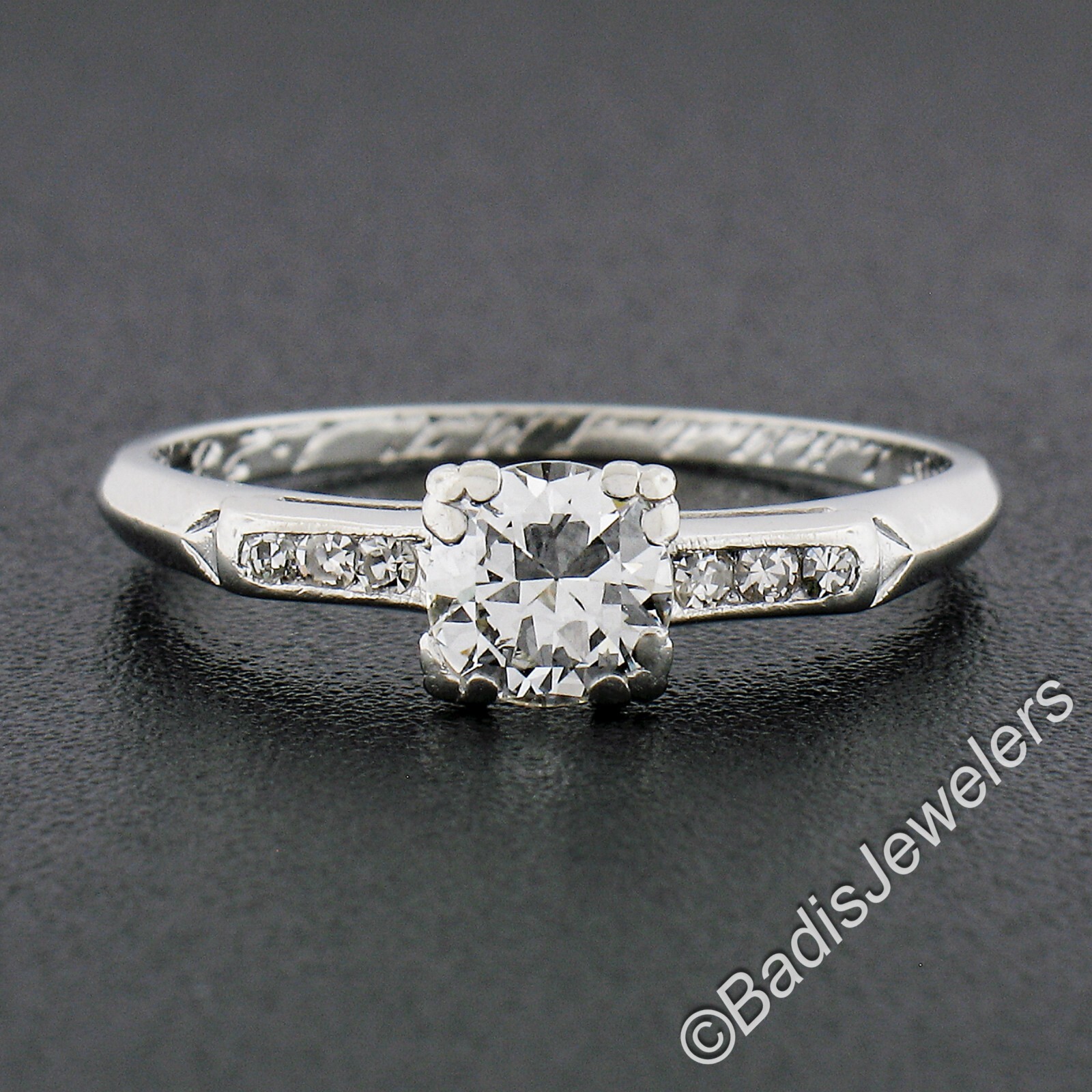 Vintage Platinum .58ctw Old European Cut Diamond Solitaire Engagement Ring