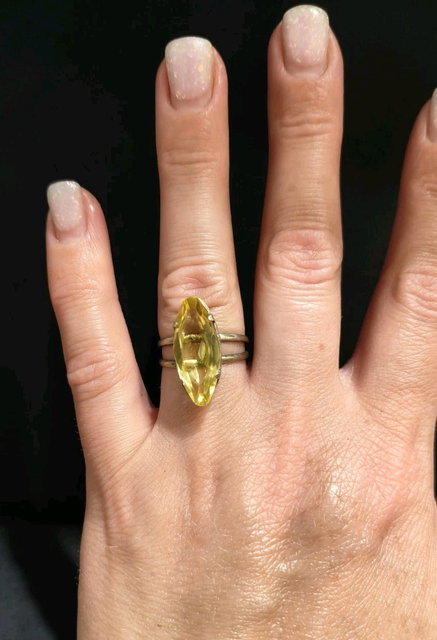 Vintage Gilt Silver Engagement Ring 875 soviet Women’s Jewelry