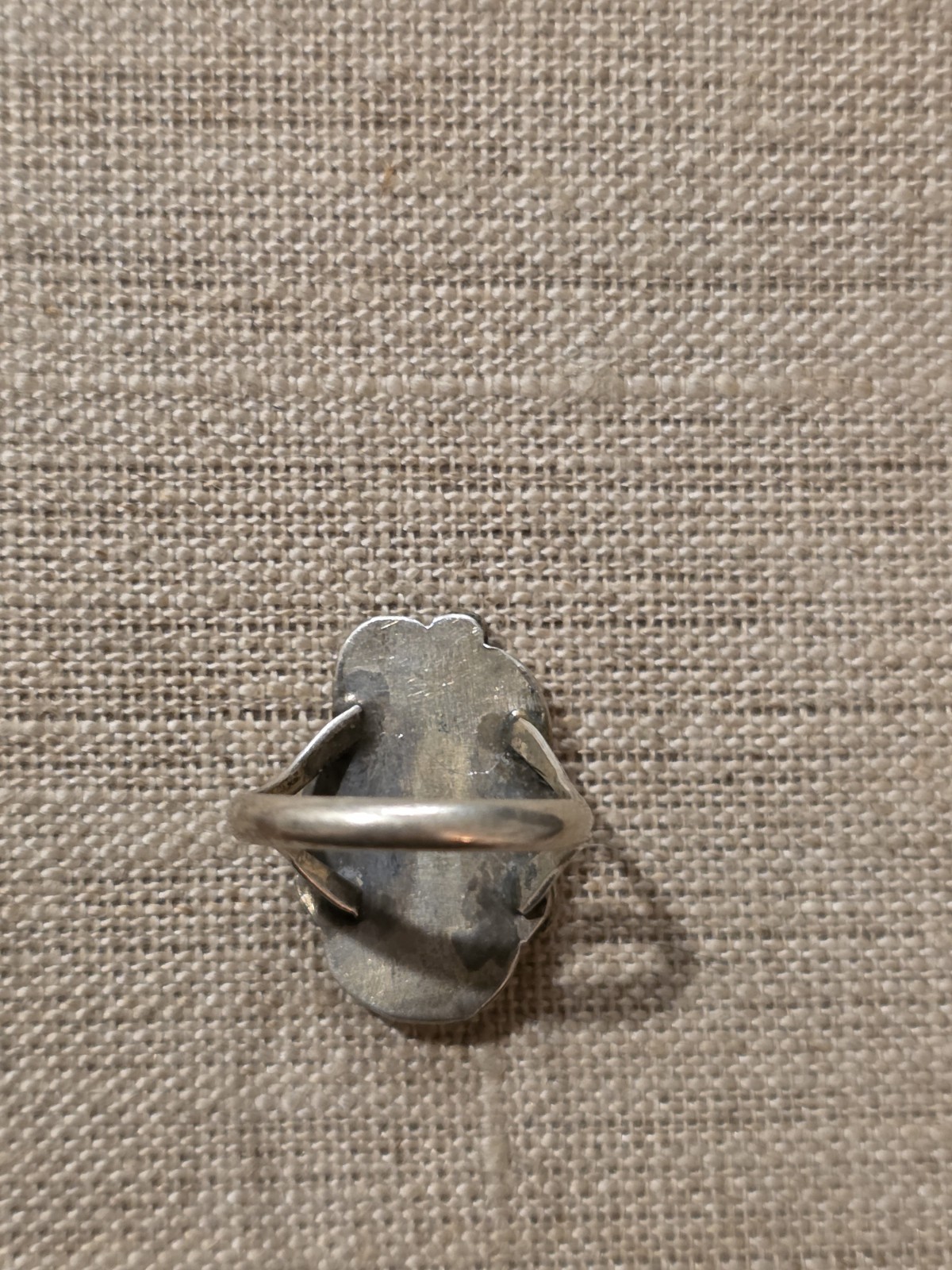 Vintage Sterling Handmade Native American Coral Stone Ring size 6 3/4