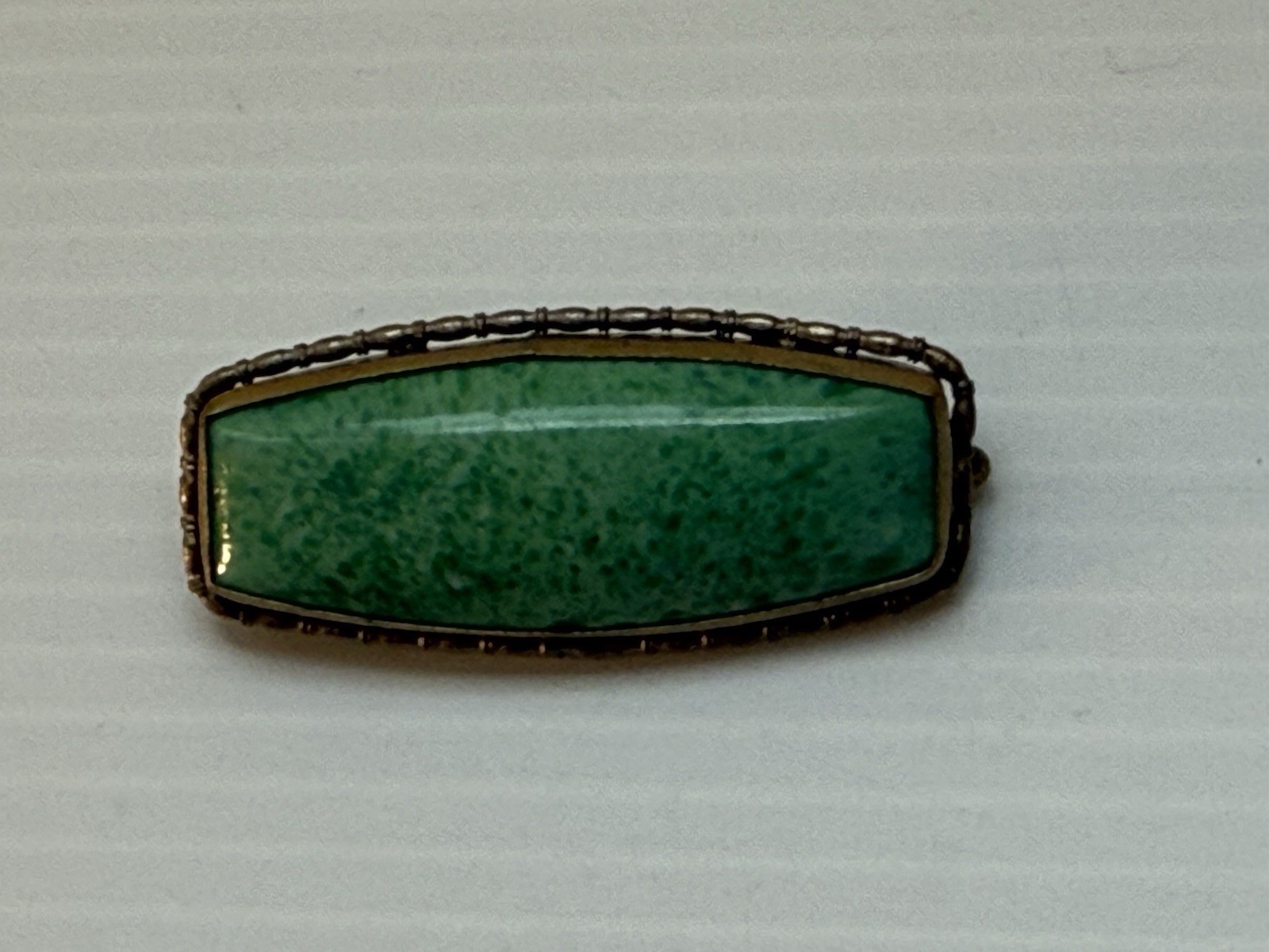 Vintage Mid-Century Peking Glass Brooch Art Nouveau Revival Style Signed Goldton