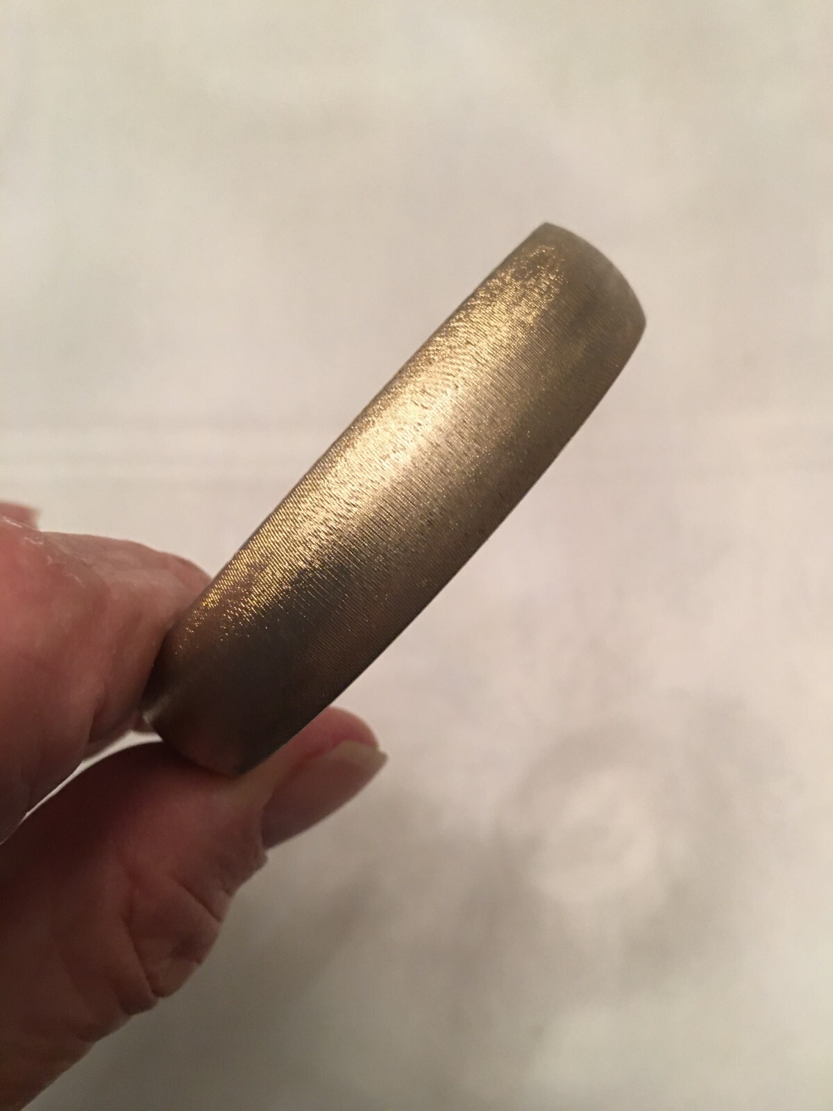 Vtg. Monet Brushed Gold Tone Heavy Bangle Bracelet Approximately 1/2 Inch Wide