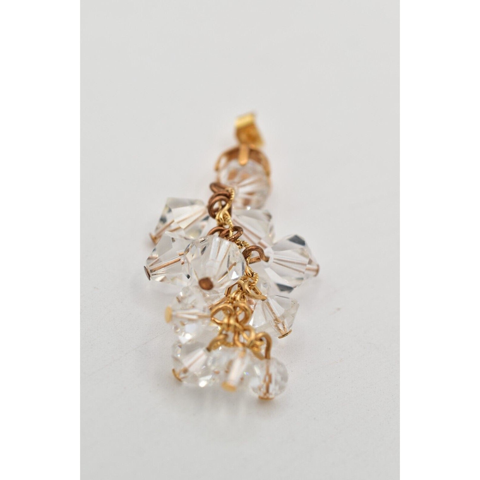 Vintage Clear Austrian Crystal Earrings Dangle Cluster Chain Drop Glam 1950s A24