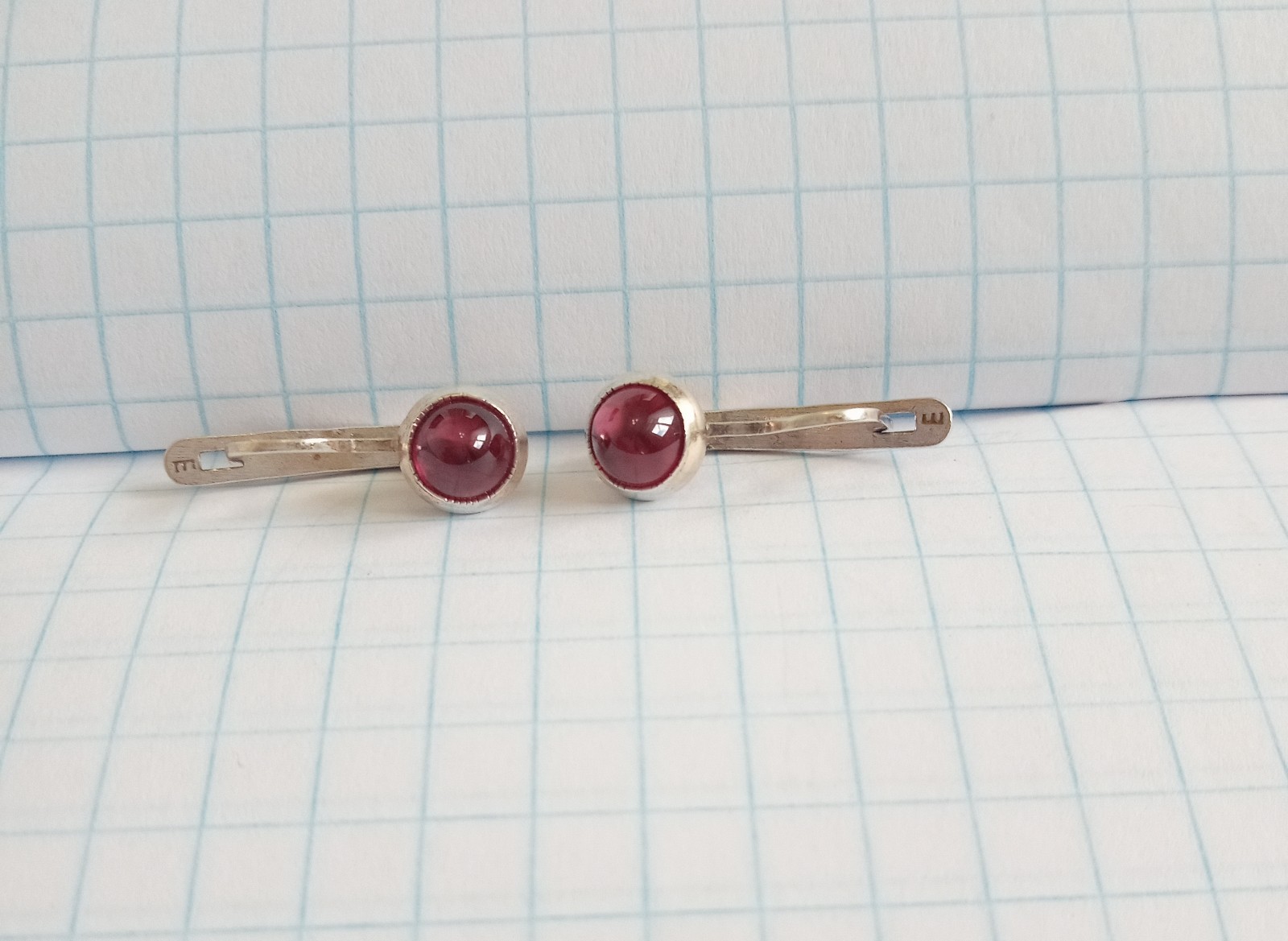 Vintage Earrings Red stones Sterling Silver 925 Star ussr times Women’s Jewelry