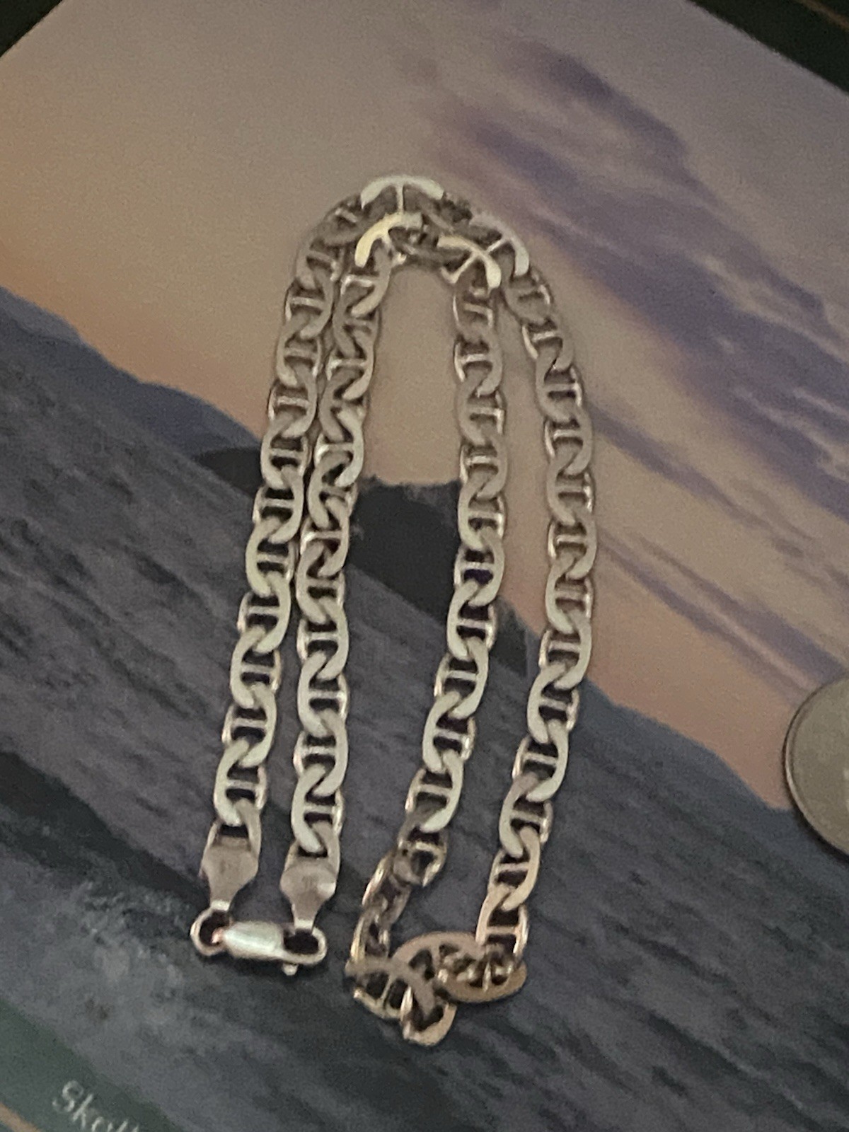 Sterling Silver Italy Anchor Mariner Chain 18″ Necklace – 21g