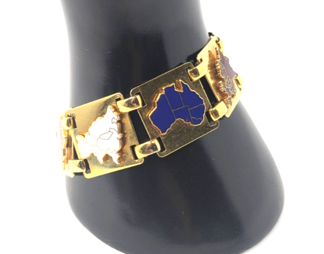 Vintage 60s United Nations Geoscheme Continental Regions Bracelet Bates & Klinke