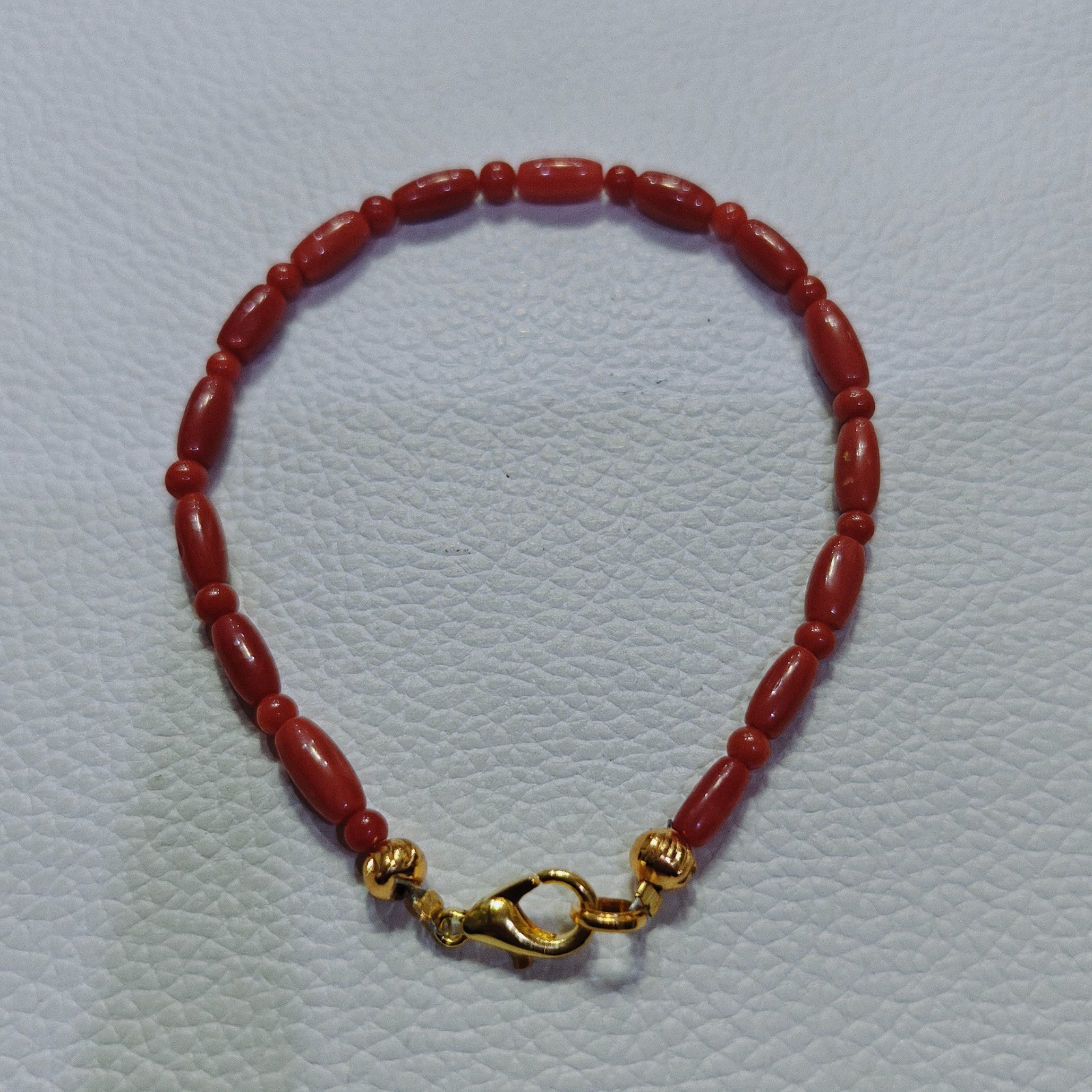 Genuine Natural Red Coral Bracelet Italy Coral Beads Handmade Gemstone Bracelet