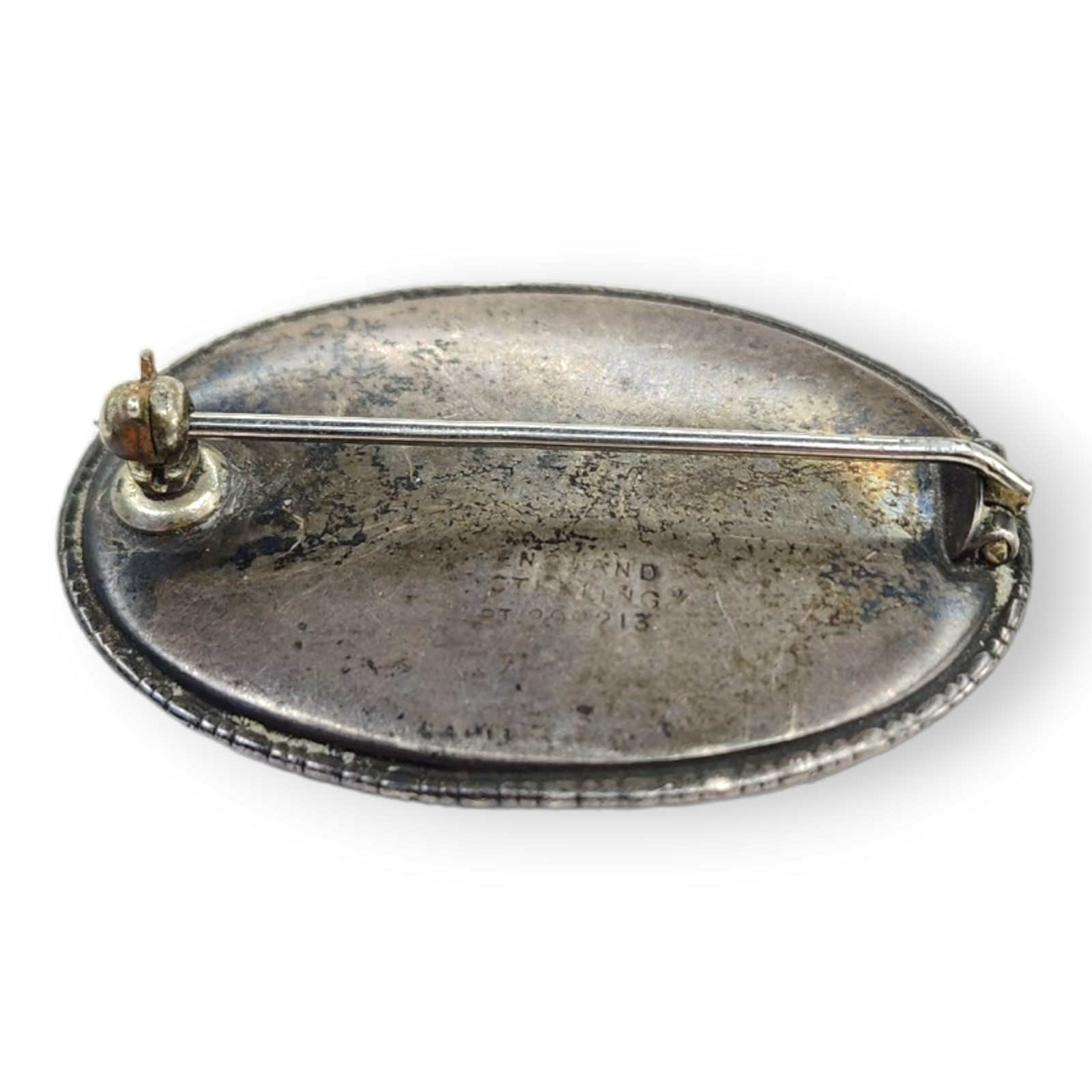 Vintage Sterling Silver Hand Painted Brooch from England