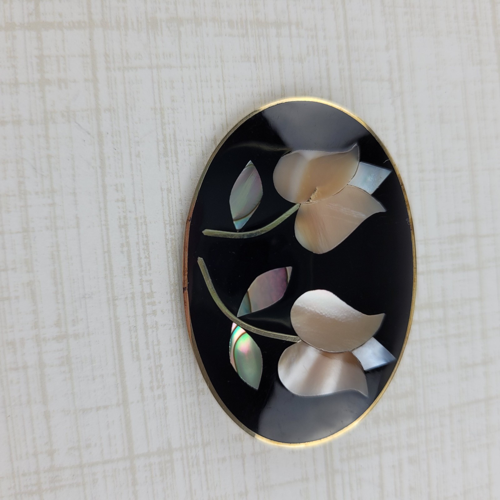Vintage Alpaca Mexico Abalone Floral Brooch