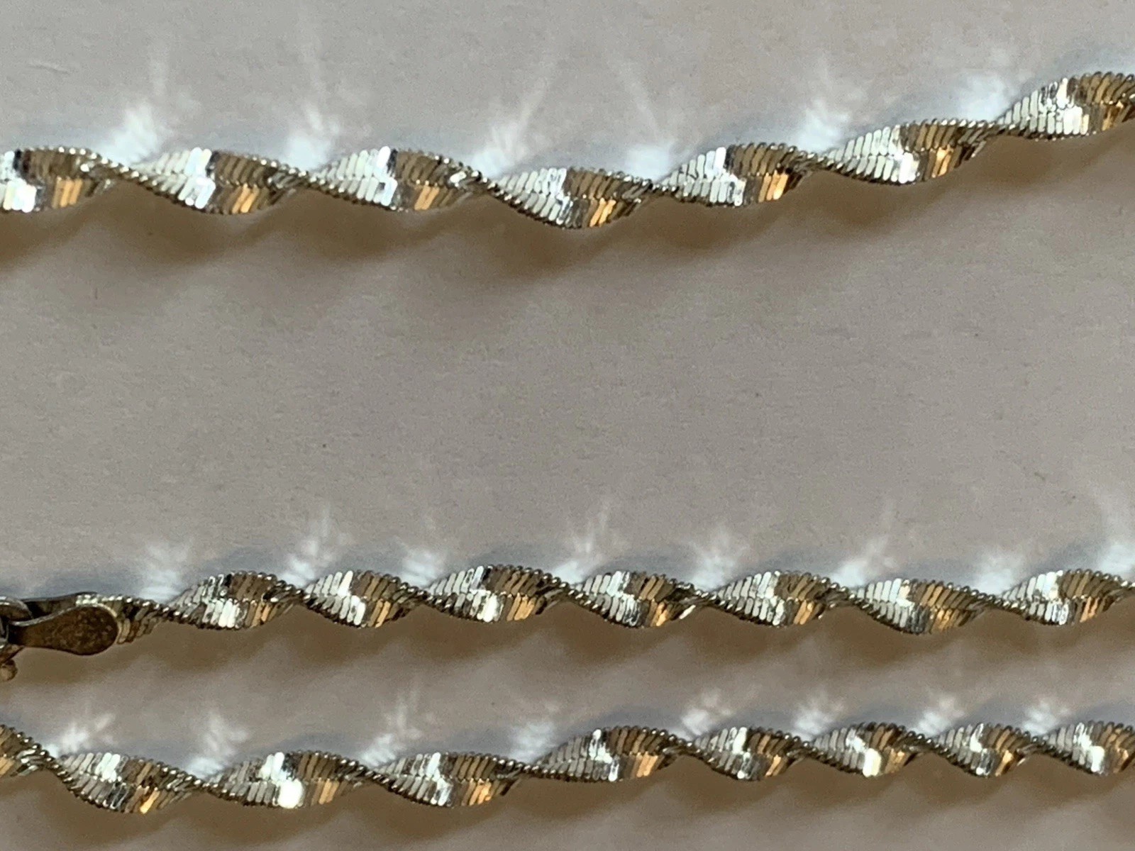 Vintage Sterling Silver 925 Twisted Herringbone Necklace Marked Italy 19 3/4”