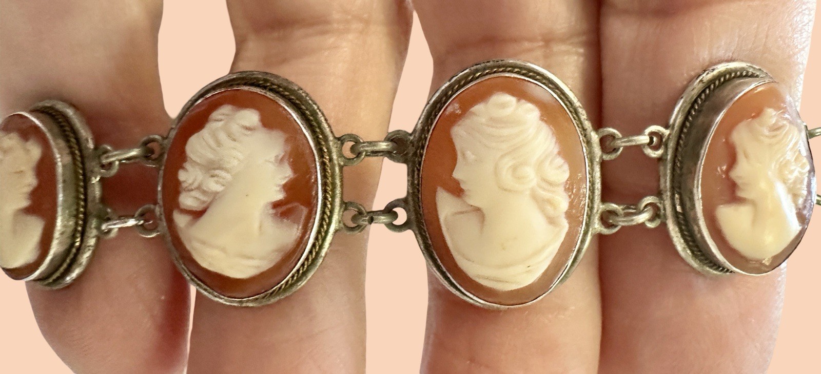Vintage Sisters Cameo Bracelet 800 Silver