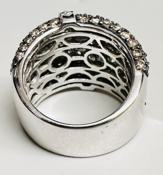 Vintage $10K Le Vian 18k White Gold 4.50cts Champagne & White Diamond Ring
