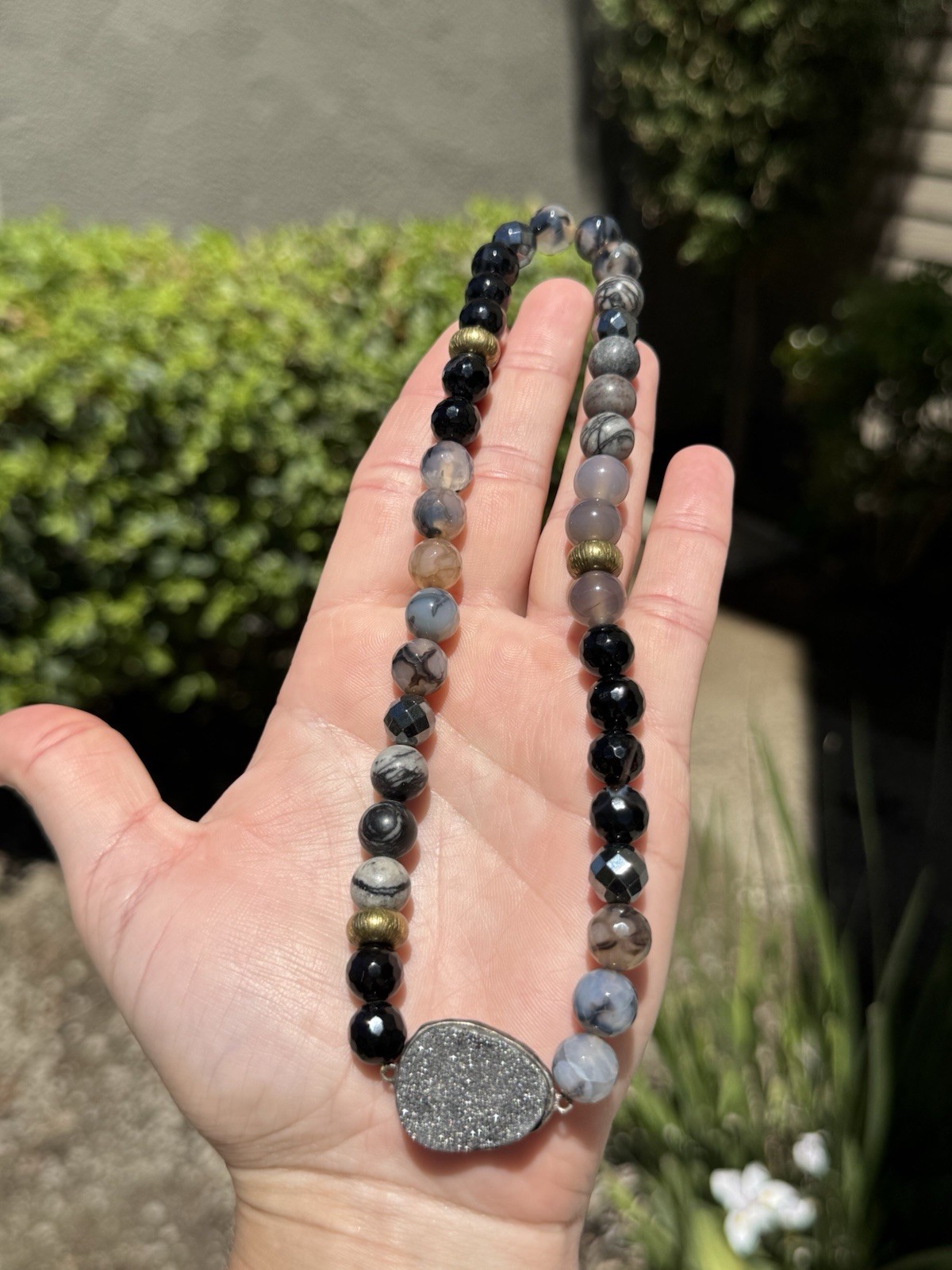 Vtg Sterling Silver Ode To Geode Druzy Silpada Choker Necklace