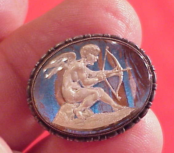Vintage England Sterling Silver Butterfly Wing Sulphide CUPID ARROW Brooch